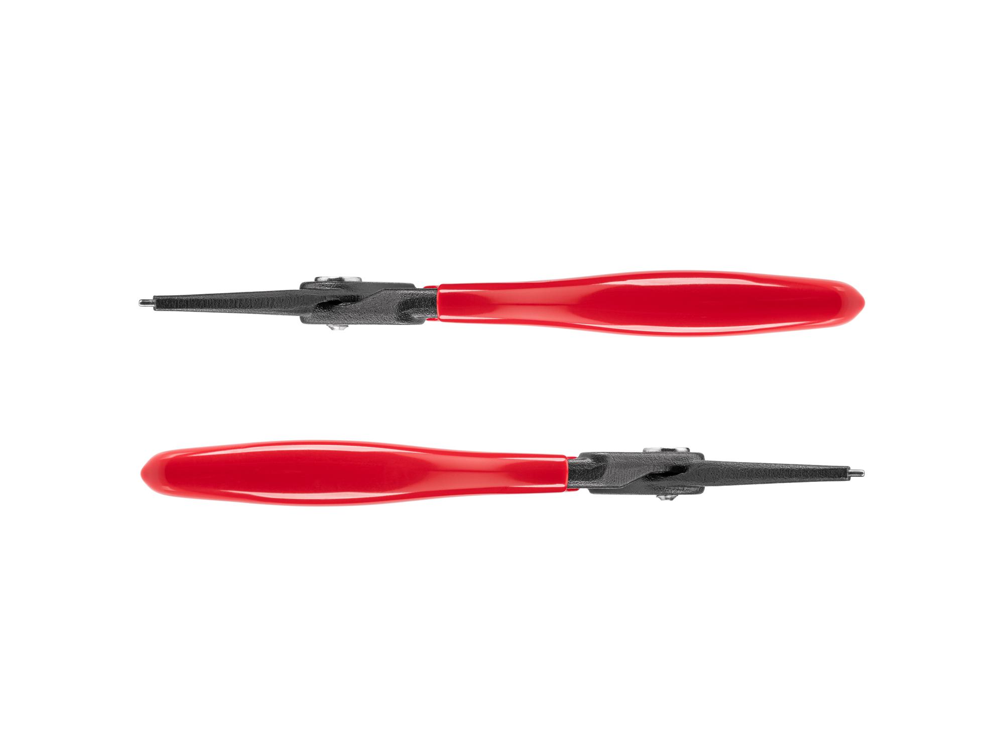 Side view of Tekton 7 inch retaining ring pliers. Item #PRR22070