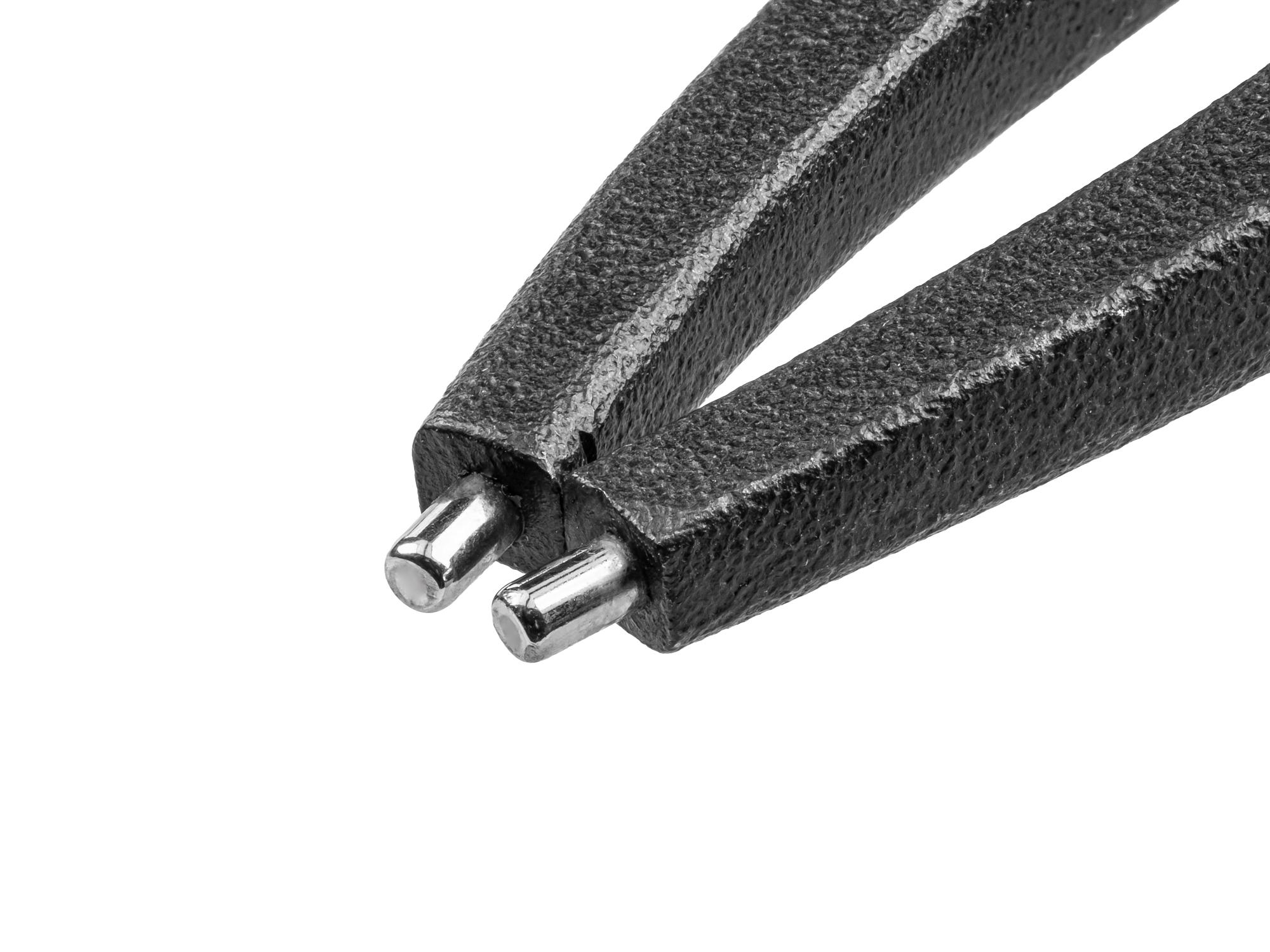 Closed top front-right angle view of Tekton 5 inch retaining ring pliers. Item #PRR23090