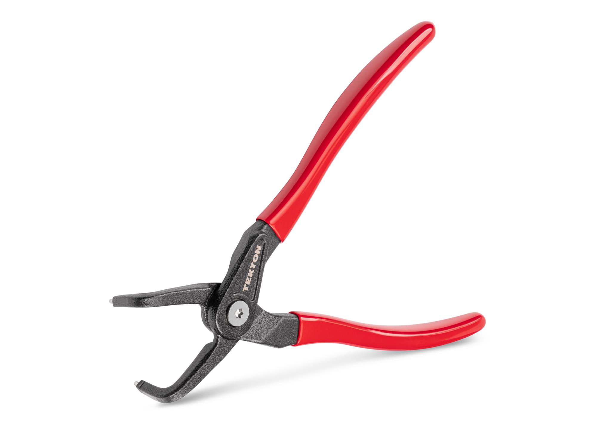 Front-right angle view of Tekton 5 inch retaining ring pliers. Item #PRR23095
