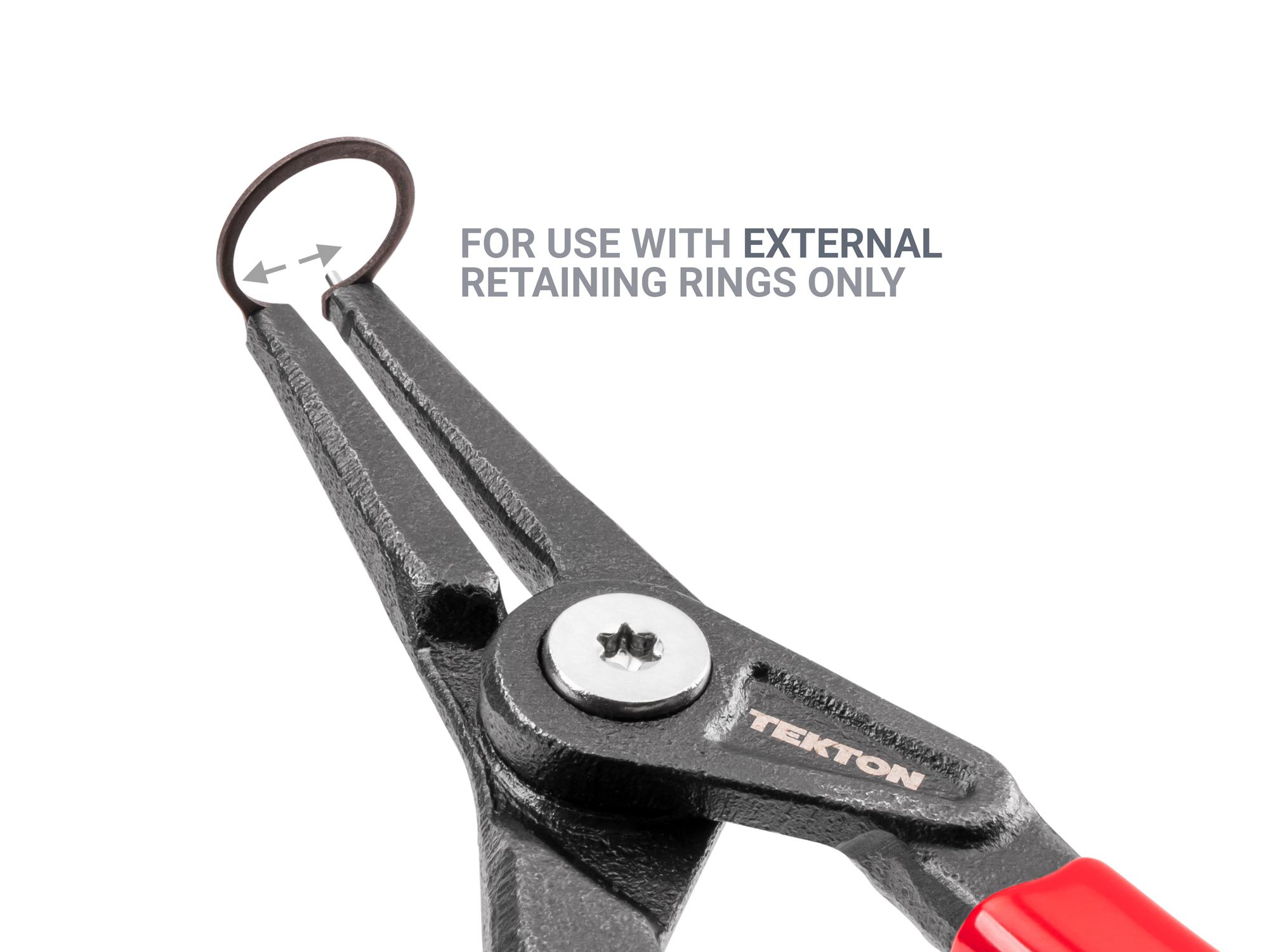 Example shown of Tekton 5 inchretaining ring pliers. Item #PRR31030