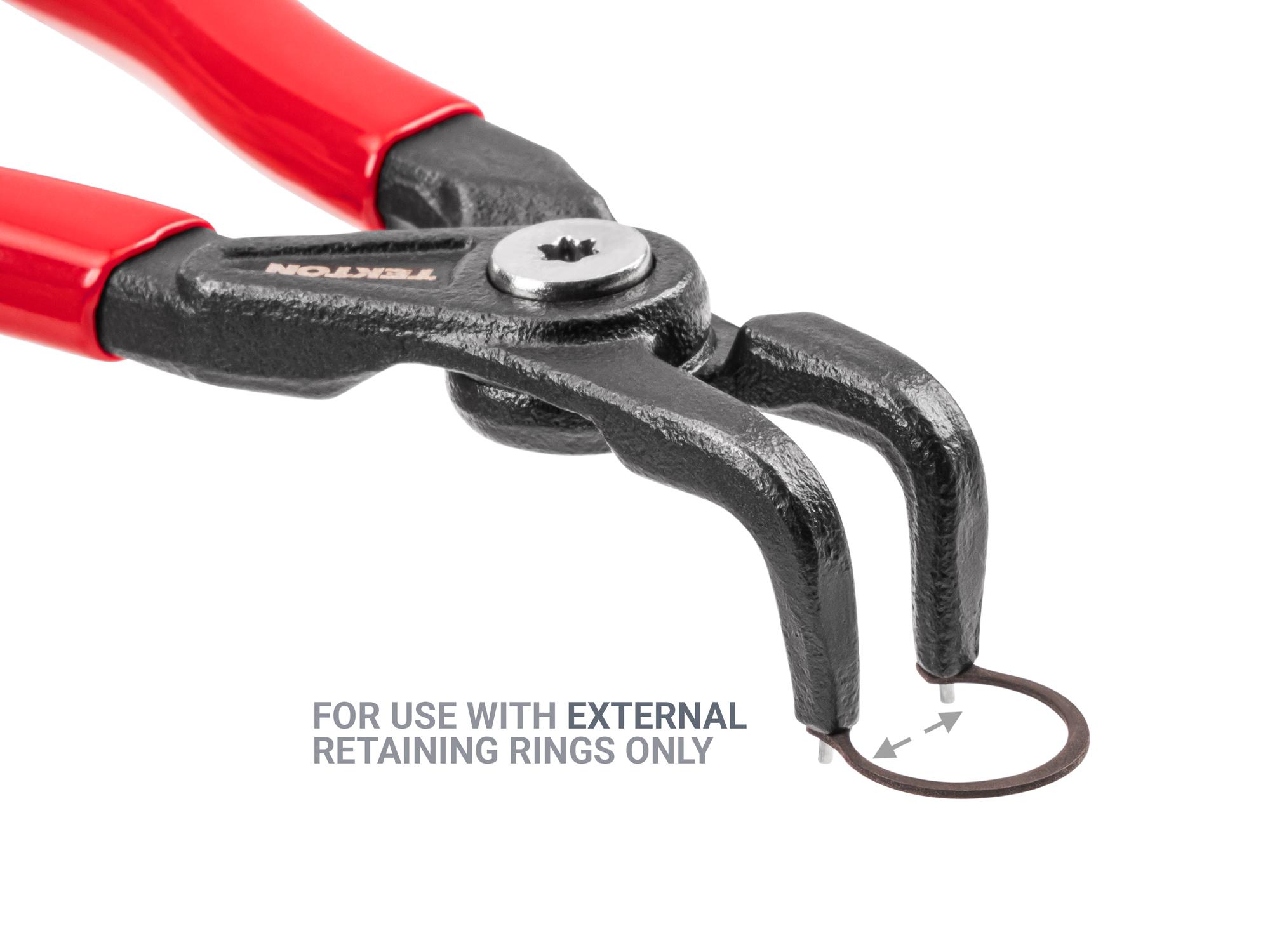 Example shown of Tekton 5 inchretaining ring pliers. Item #PRR31035