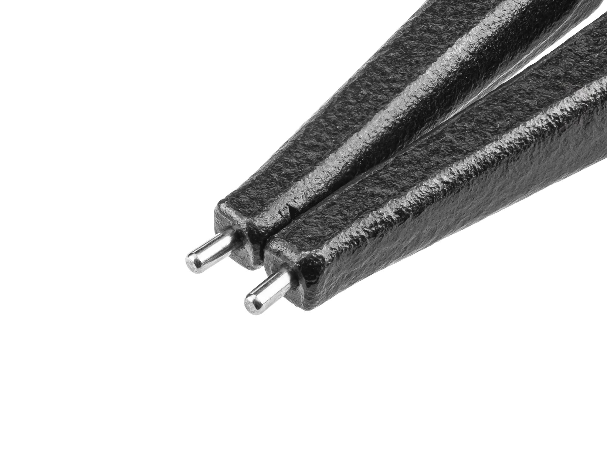 Closed top front-right angle view of Tekton 5 inch retaining ring pliers. Item #PRR31050