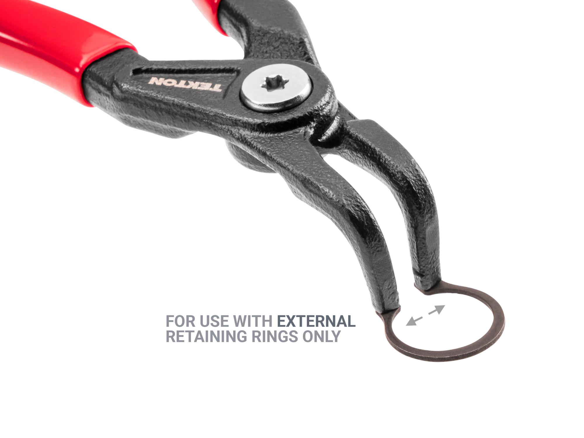 Example shown of Tekton 5 inchretaining ring pliers. Item #PRR31055