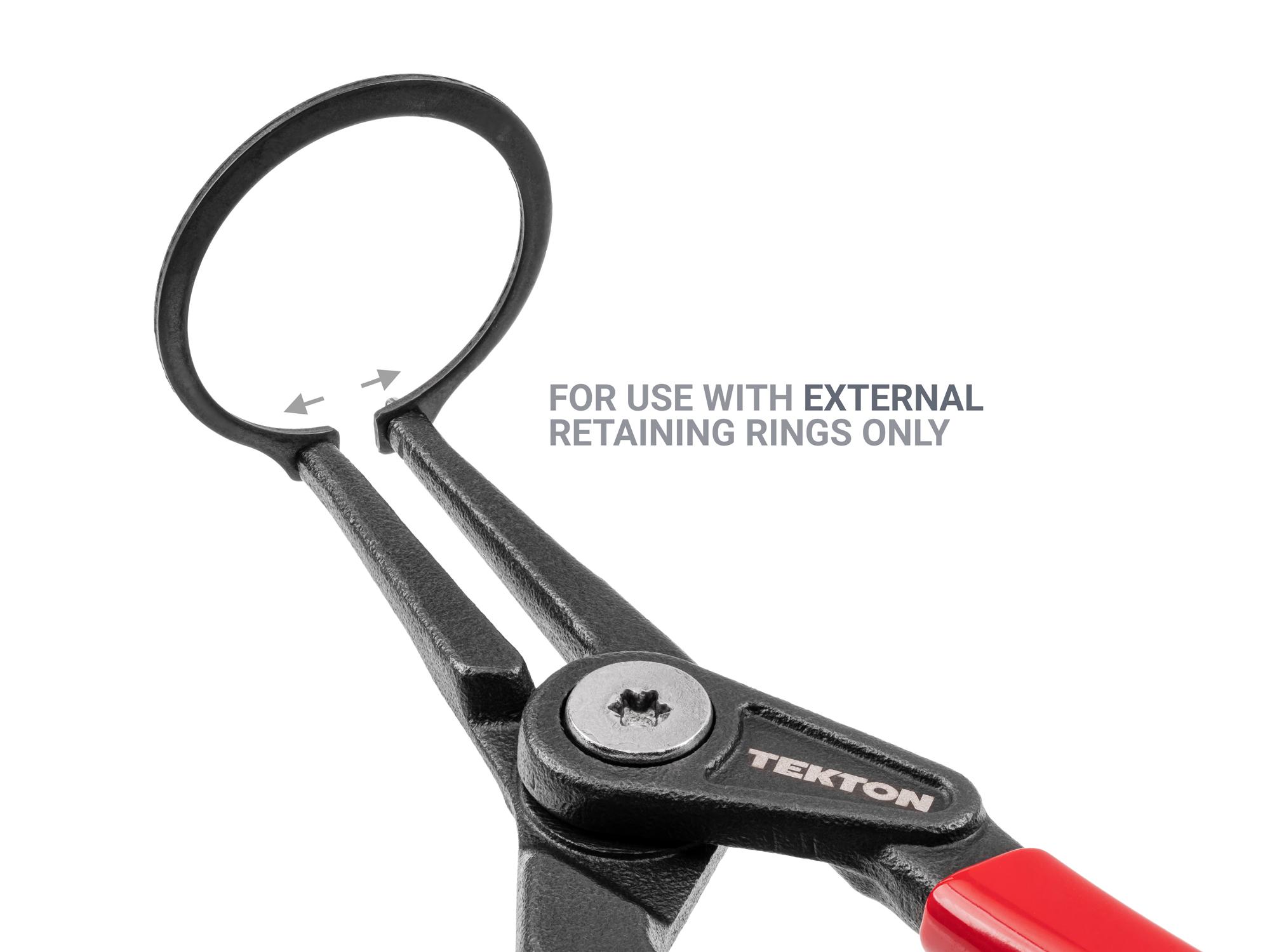 Example shown of Tekton 7 inchretaining ring pliers. Item #PRR32070