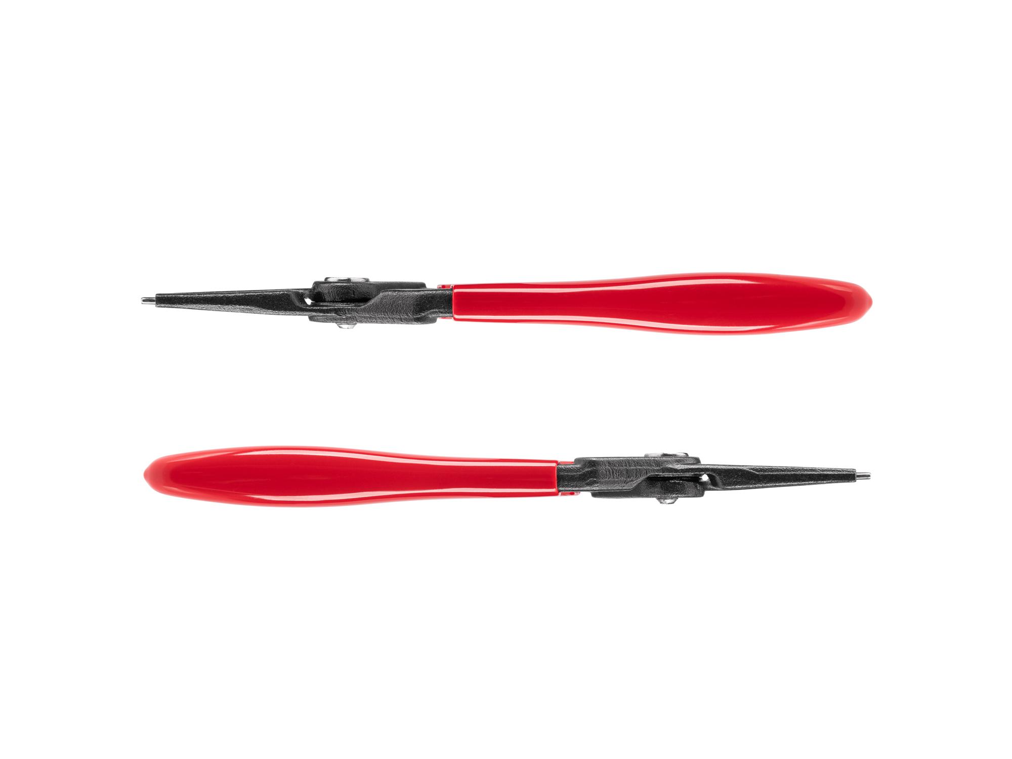 Side view of Tekton 7 inch retaining ring pliers. Item #PRR32070