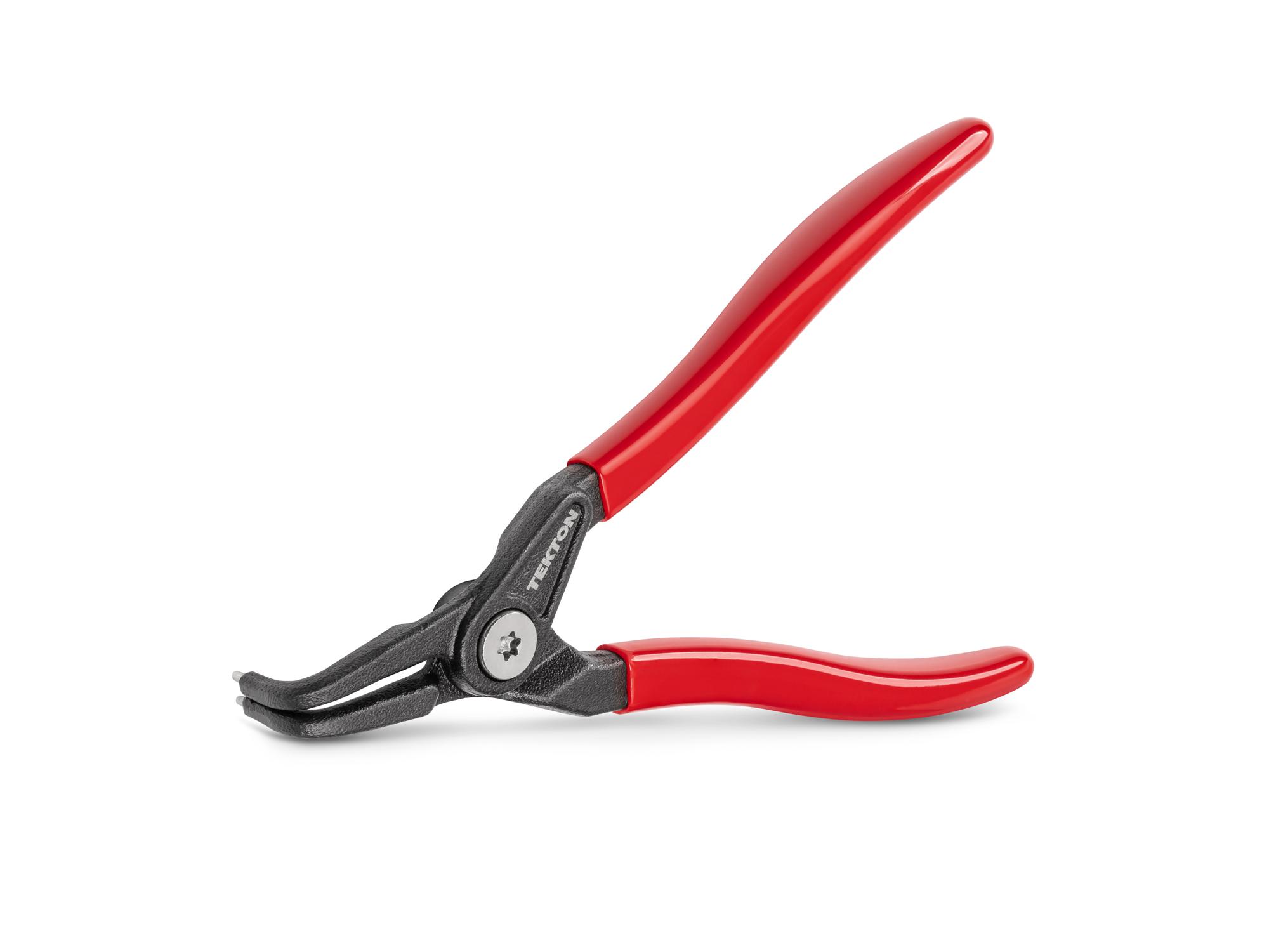 Front-right angle view of Tekton 7 inch retaining ring pliers. Item #PRR32075