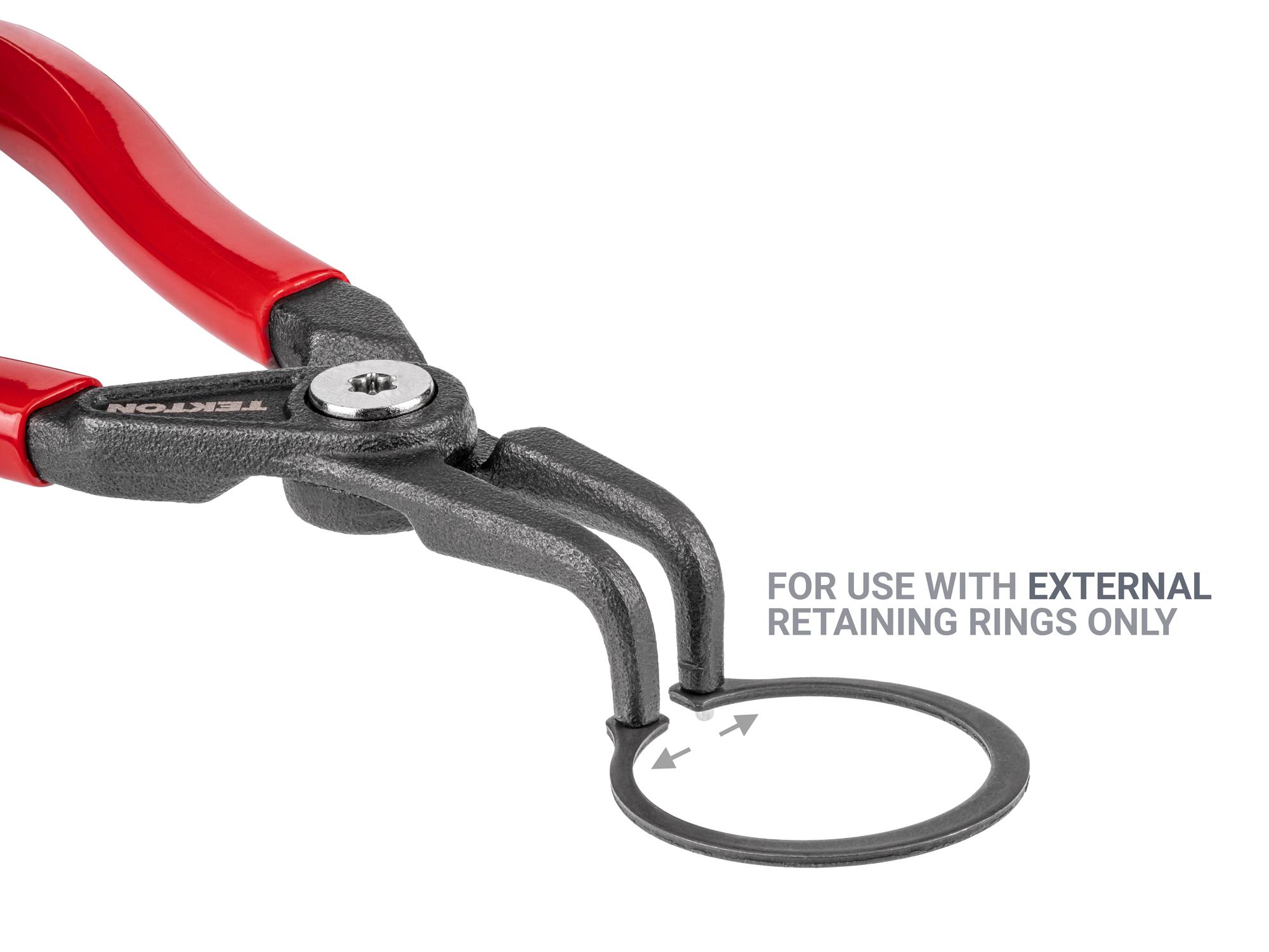 Example shown of Tekton 7 inchretaining ring pliers. Item #PRR32075