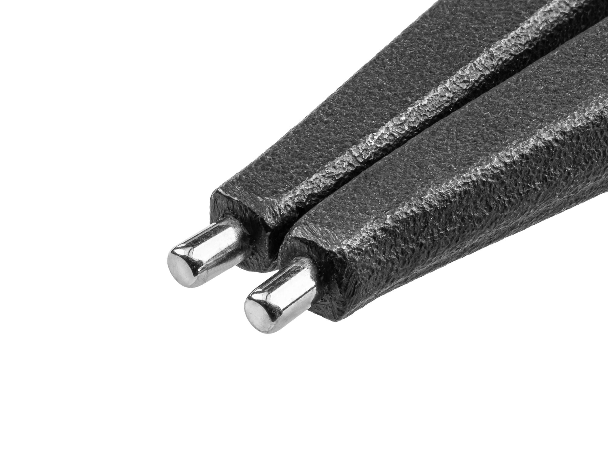 Closed top front-right angle view of Tekton 9 inch retaining ring pliers. Item #PRR33090
