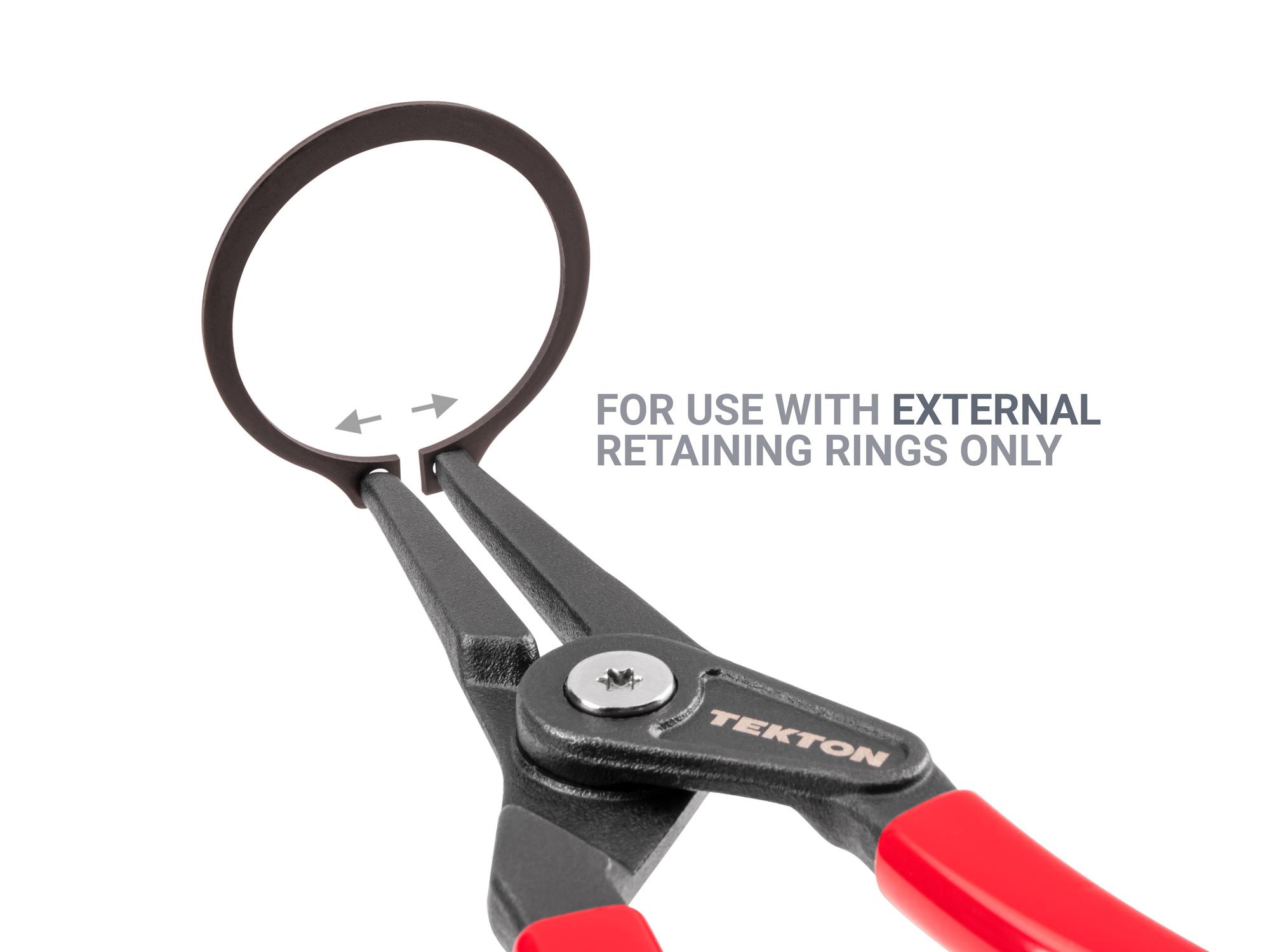 Example shown of Tekton 9 inchretaining ring pliers. Item #PRR33090