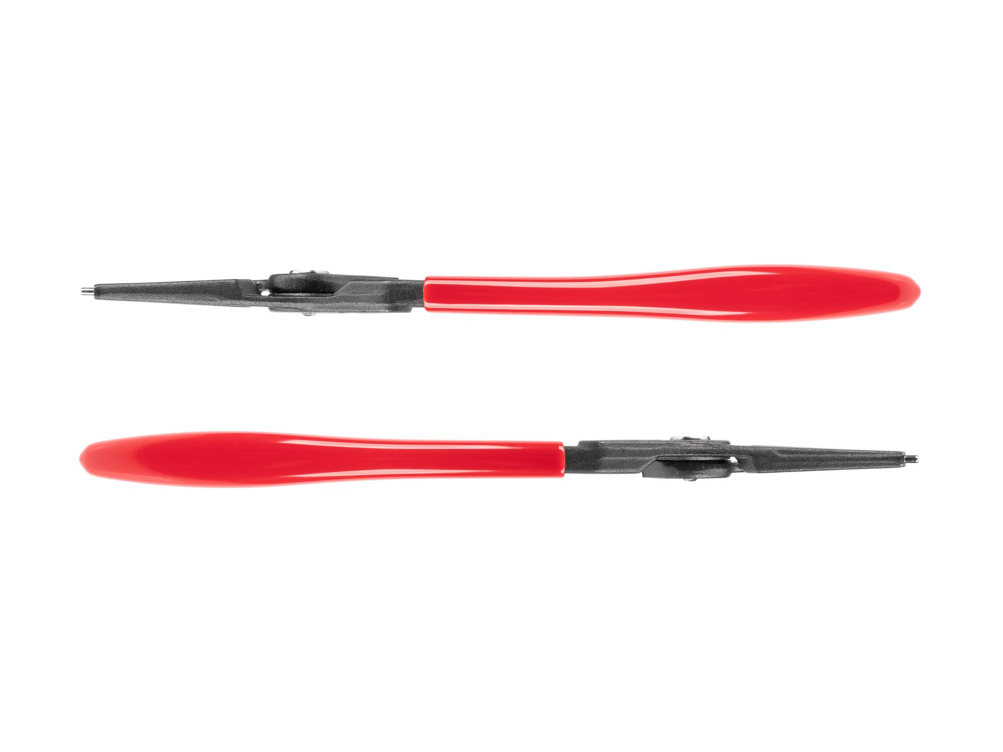 Side view of Tekton 9 inch retaining ring pliers. Item #PRR33090