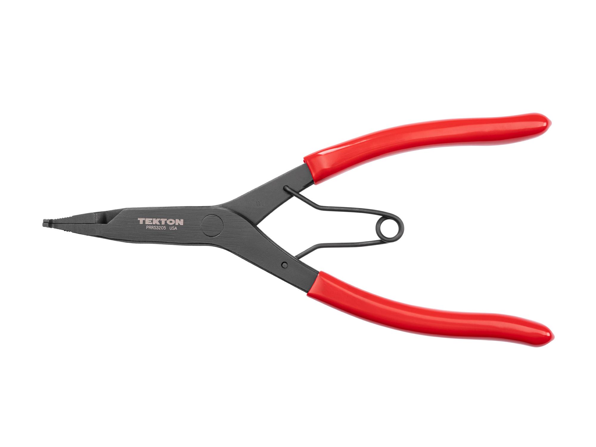 Front view of Tekton 9 inch retaining ring pliers. Item #PRR53205