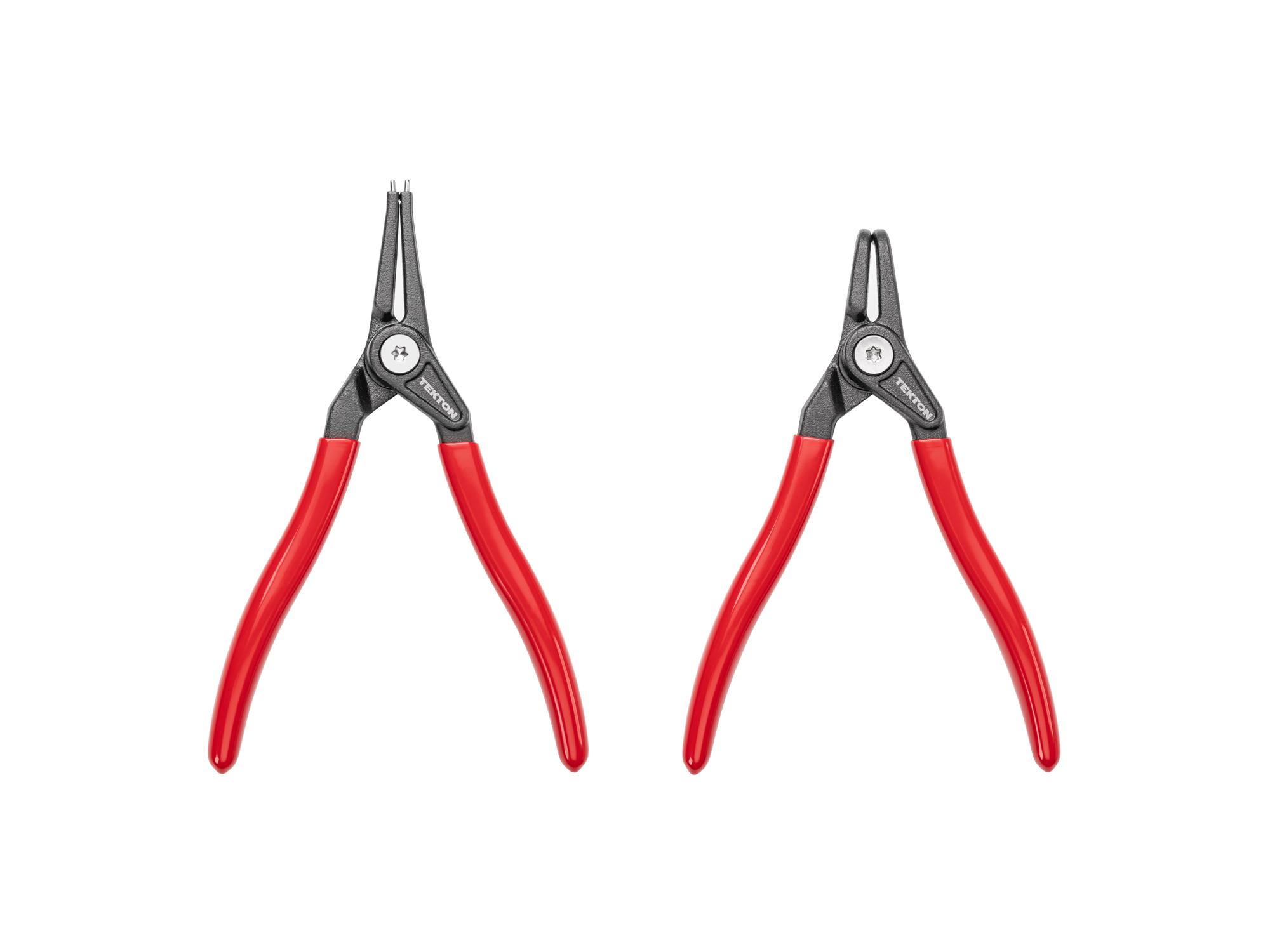 Front view of Tekton 7 inchh (0.070 inch tips) retaining ring pliers set. Item #PRR90002