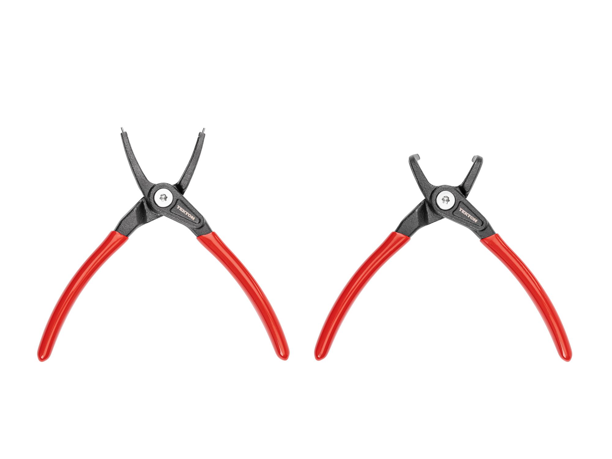 Front view of Tekton 5 inchh (0.047 inch tips) retaining ring pliers set. Item #PRR90011