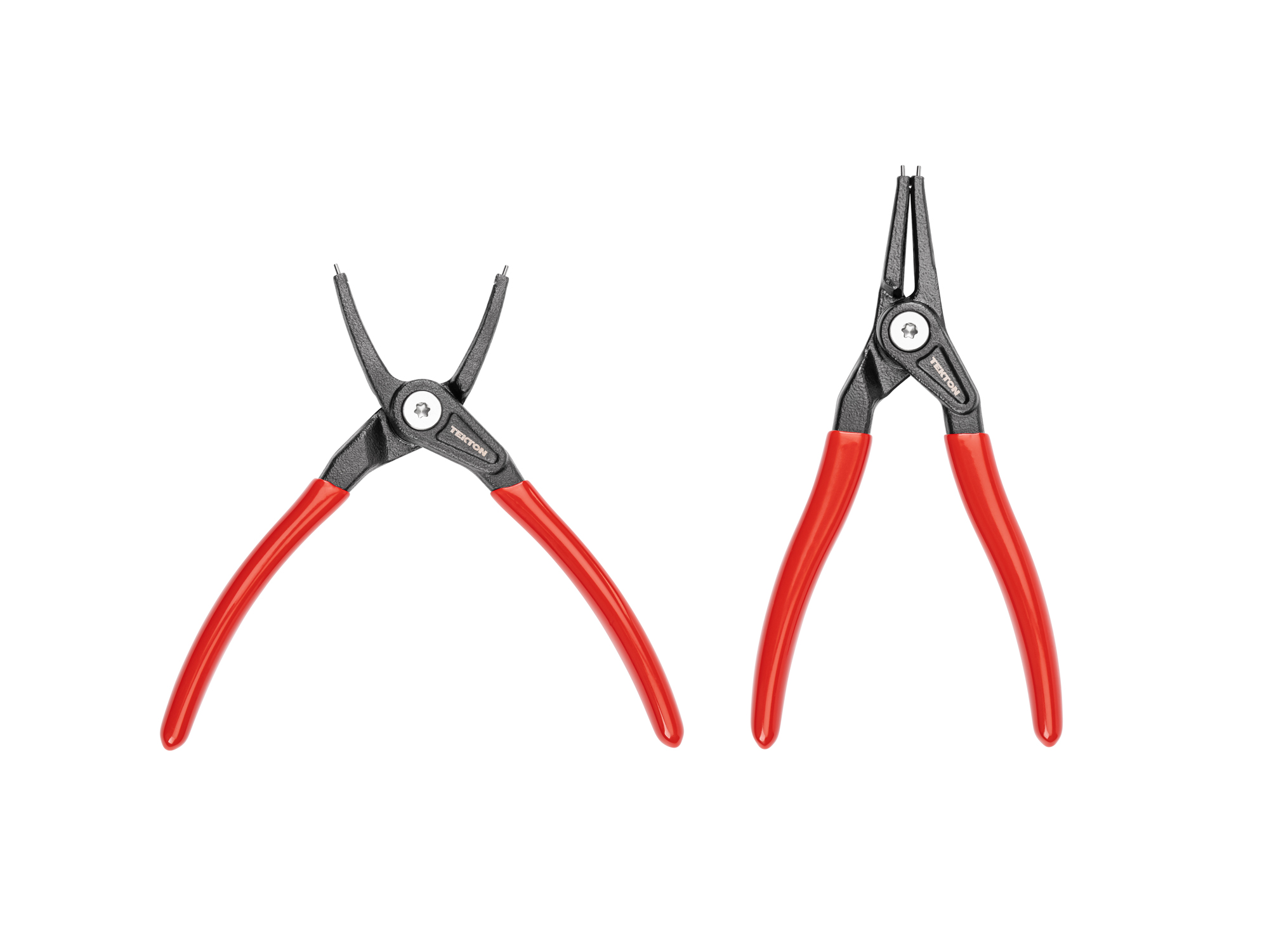 Front view of  Tekton 5 inchh (0.047 inch tips) retaining ring pliers set. Item #PRR90013