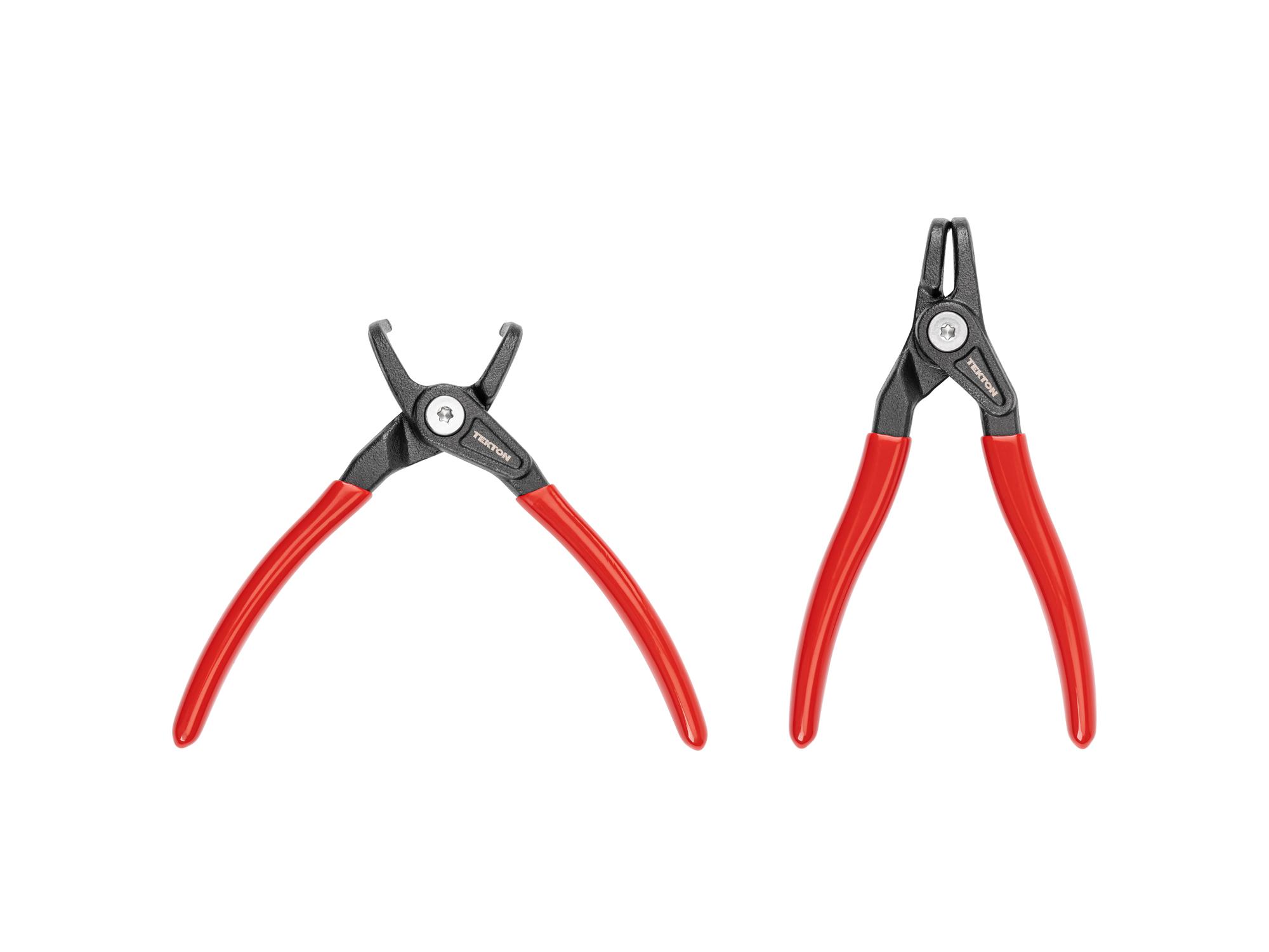 Front view of Tekton 5 inchh (0.047 inch tips) retaining ring pliers set. Item #PRR90014