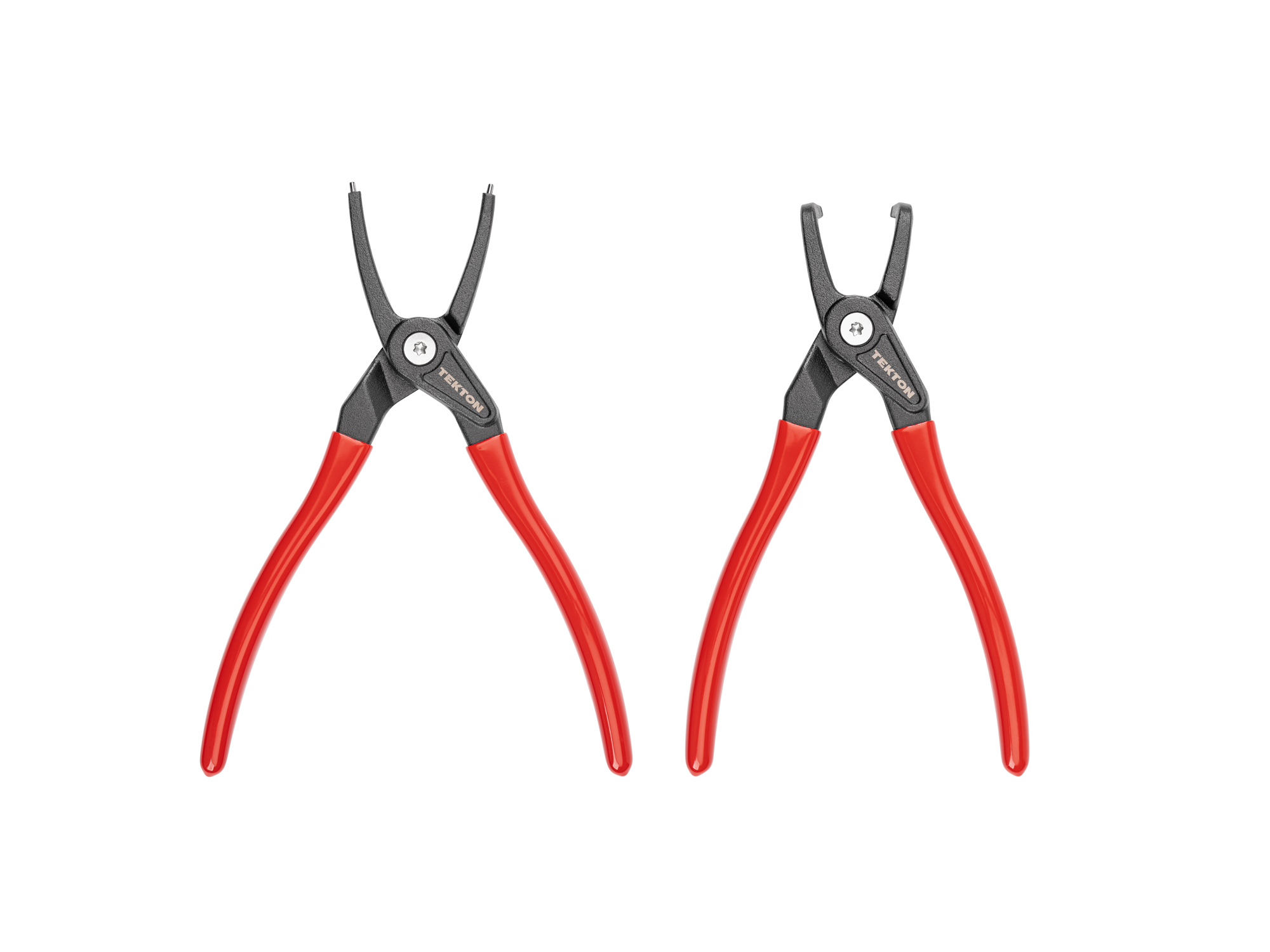 Front view of  Tekton 9 inchh (0.090 inch tips) retaining ring pliers set. Item #PRR90016