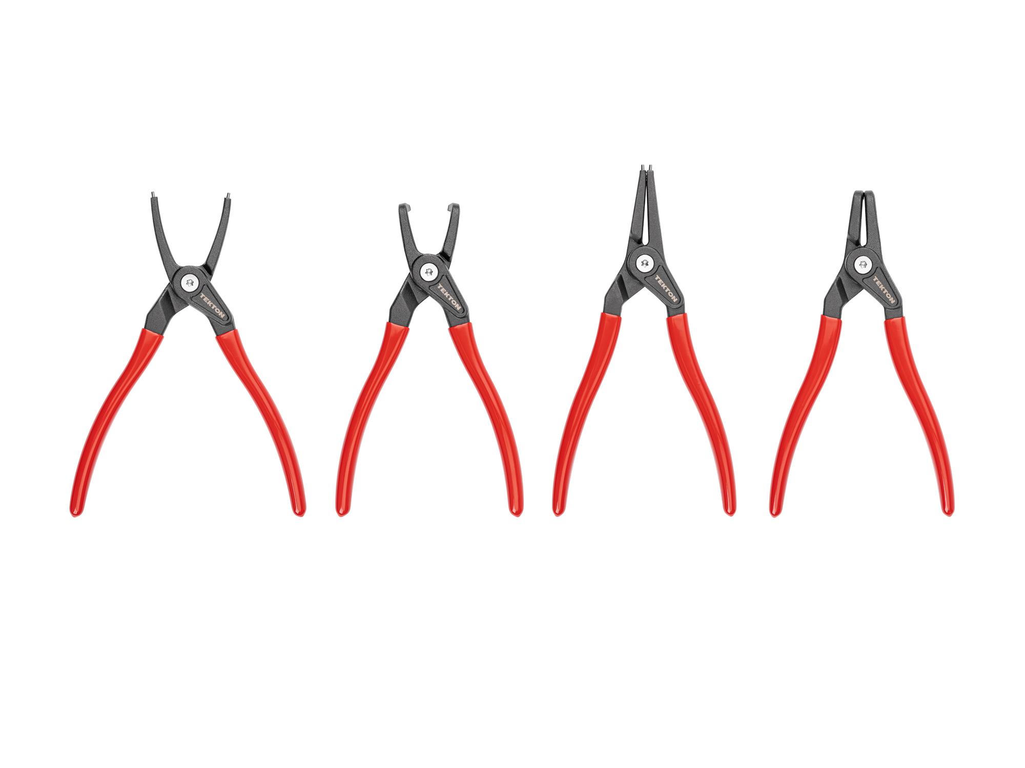 Front view of Tekton 9 inchh (0.090 inch tips) retaining ring pliers set. Item #PRR90020