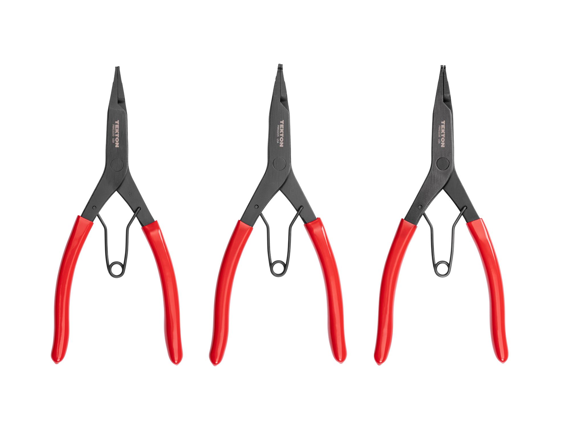 Front view of Tekton 9 inch retaining ring pliers set. Item #PRR90021