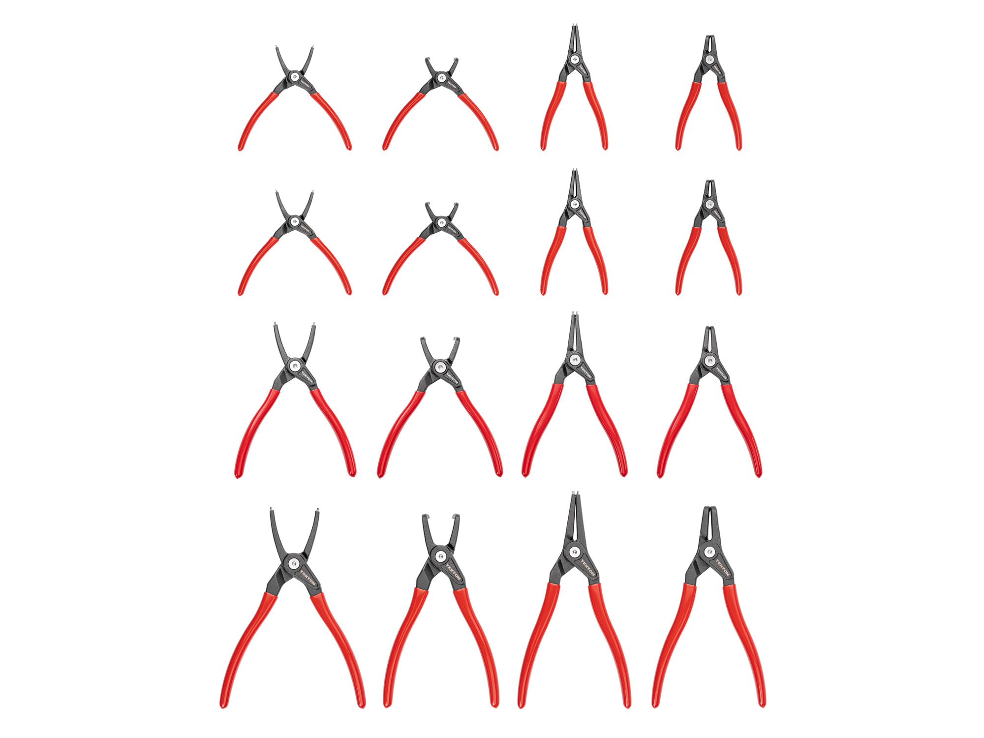 Front view of  Tekton 5, 7, 9 inchh (0.037 0.090 inch tips) retaining ring pliers set. Item #PRR90100
