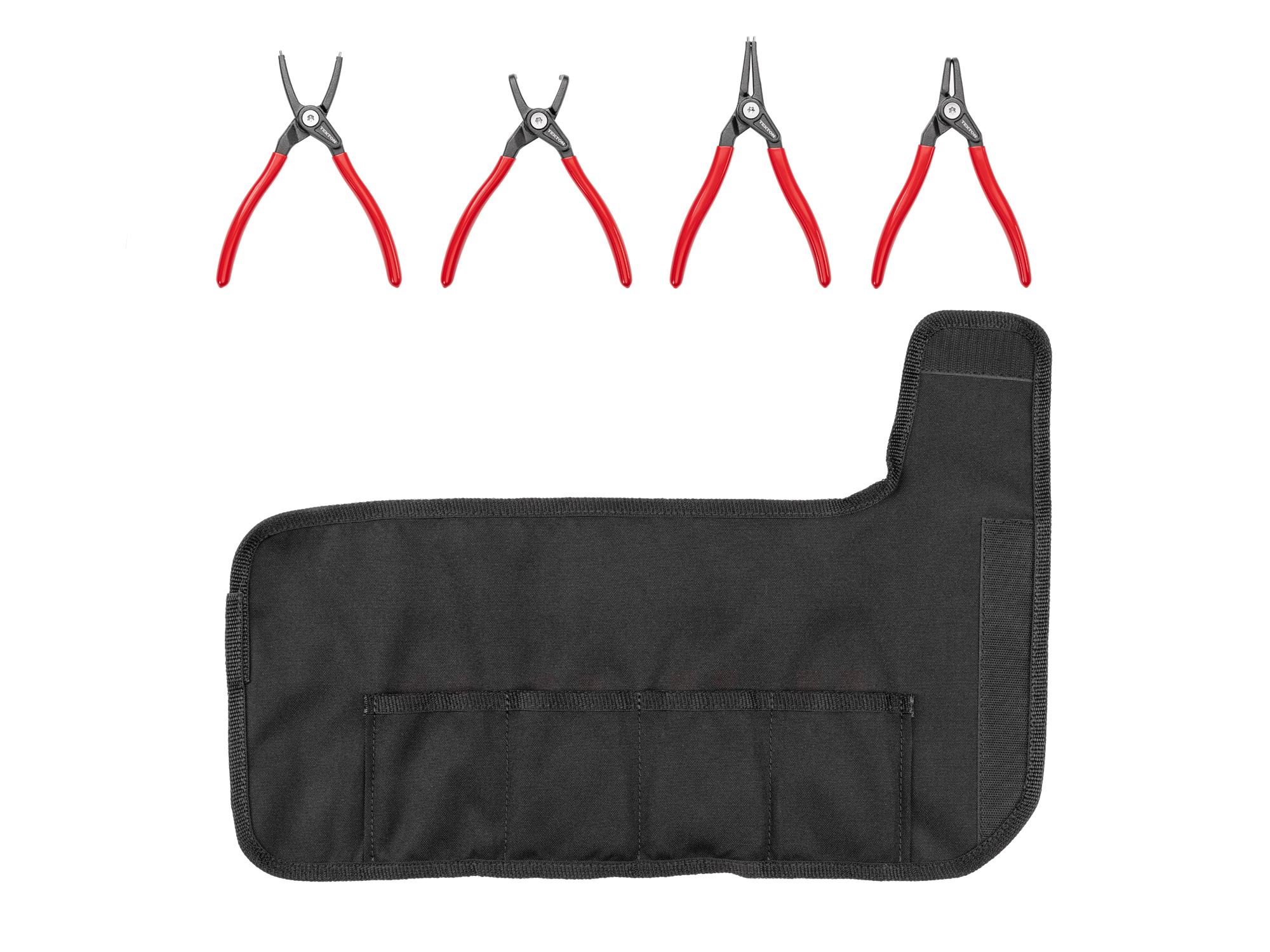 Laid out contents of Tekton 7 inchh (0.070 inch tips) retaining ring pliers set. Item #PRR91005