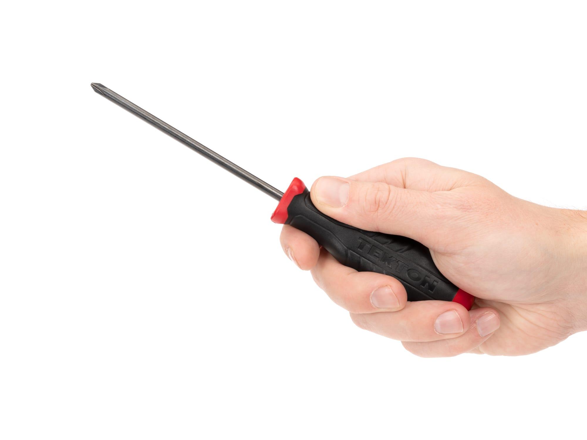 Person holding Tekton 4 inch screwdriver. Item #26663