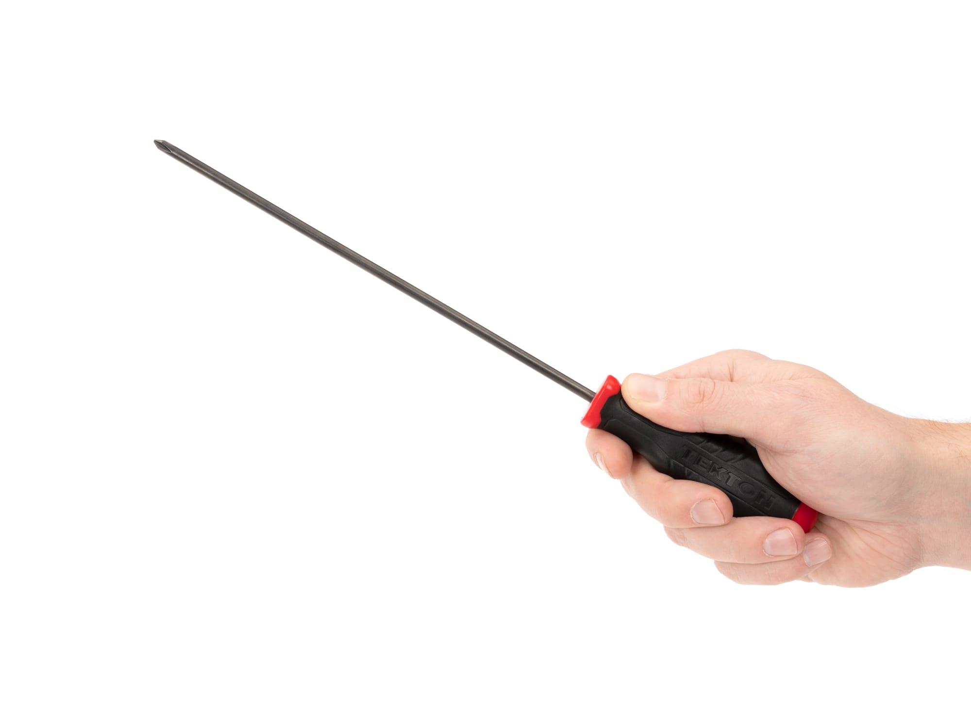 Person holding Tekton 8 inch screwdriver. Item #26665