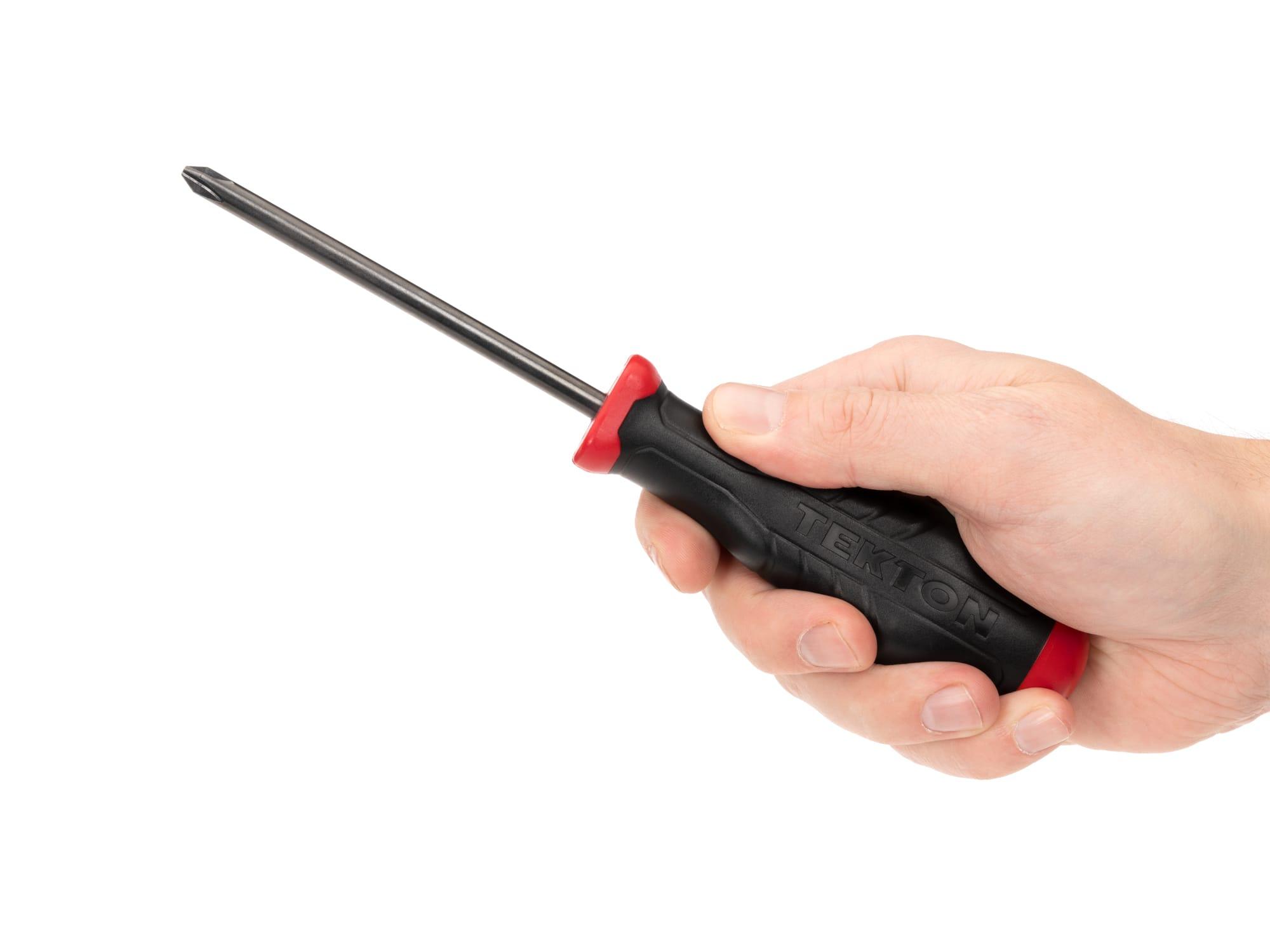 Person holding Tekton 4 inch screwdriver. Item #26673