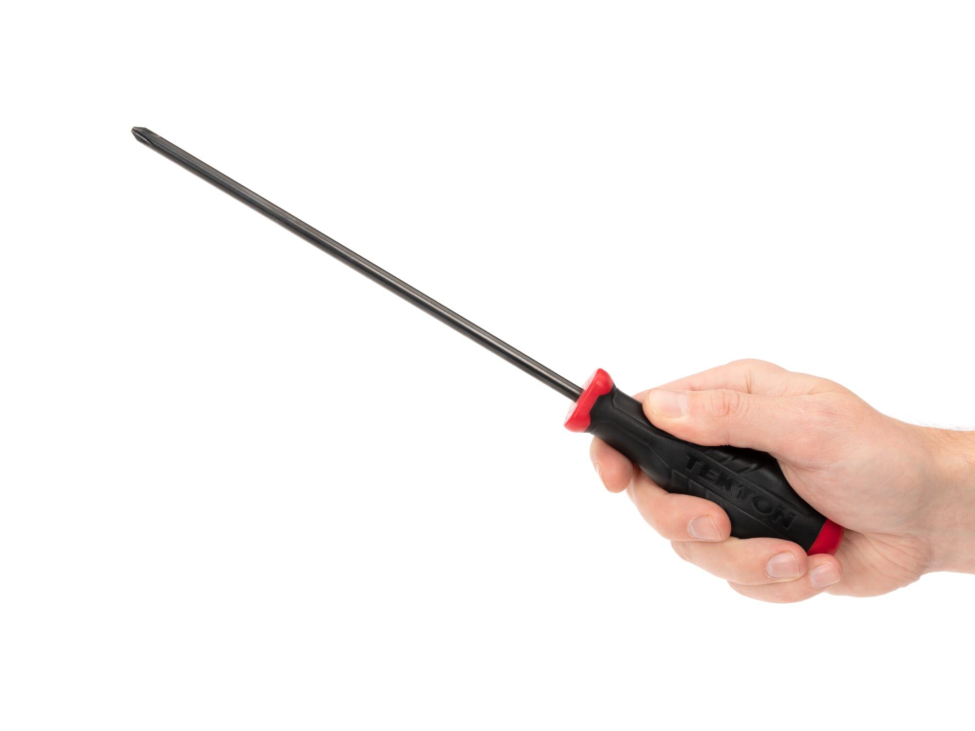 Person holding Tekton 8 inch screwdriver. Item #26675