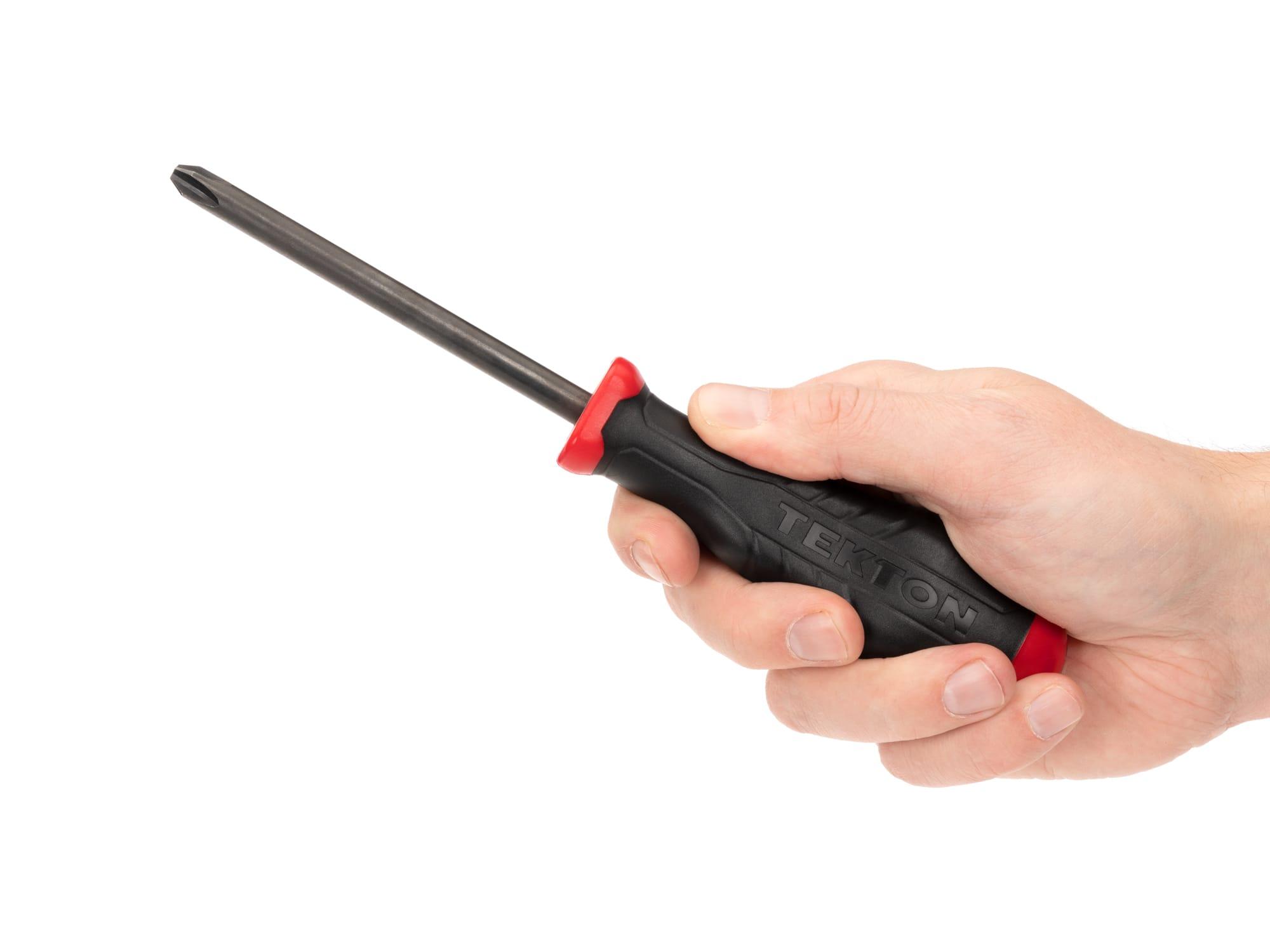 Person holding Tekton 4 inch screwdriver. Item #26683