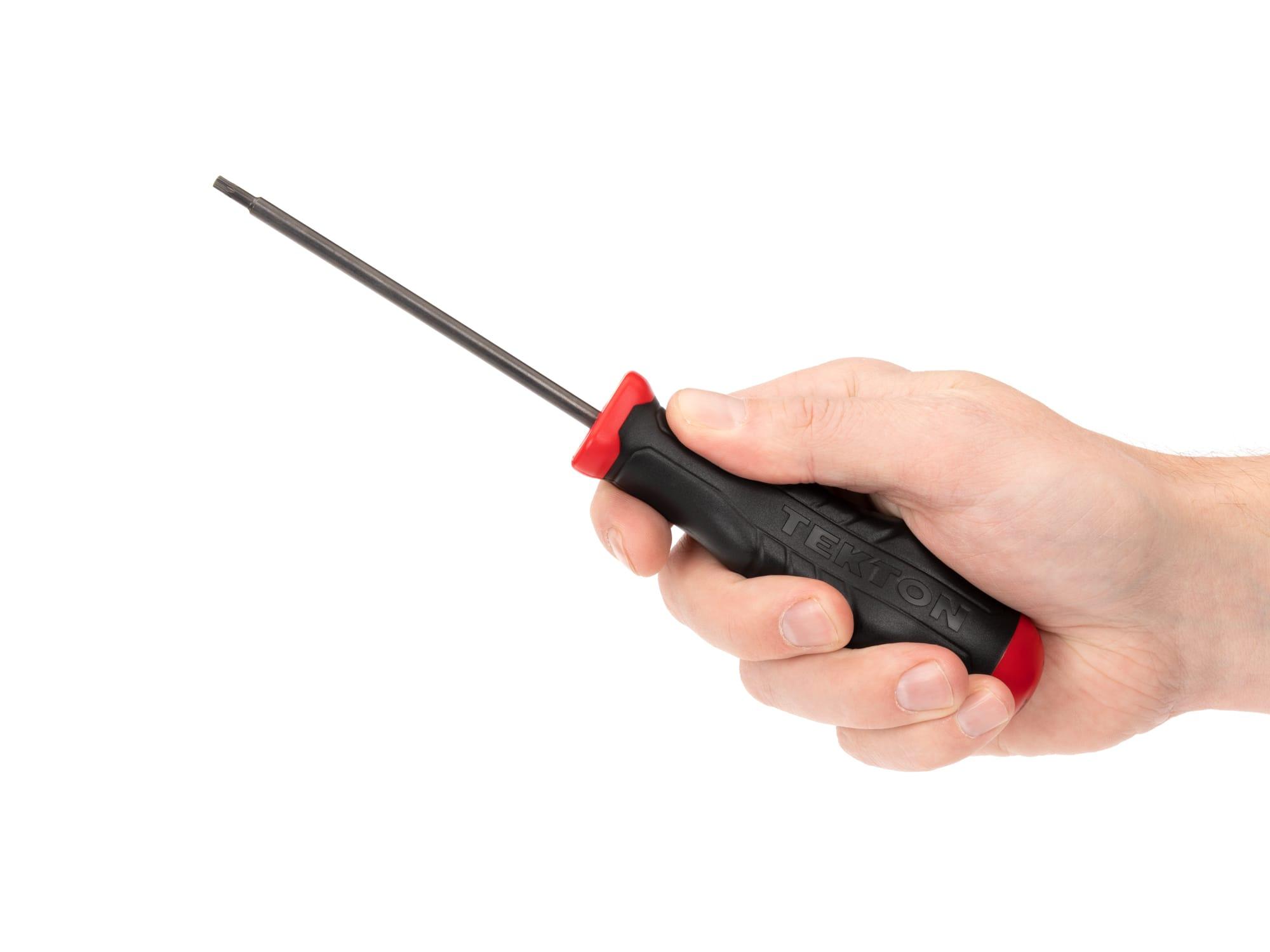 Person holding Tekton 4 inch screwdriver. Item #26802