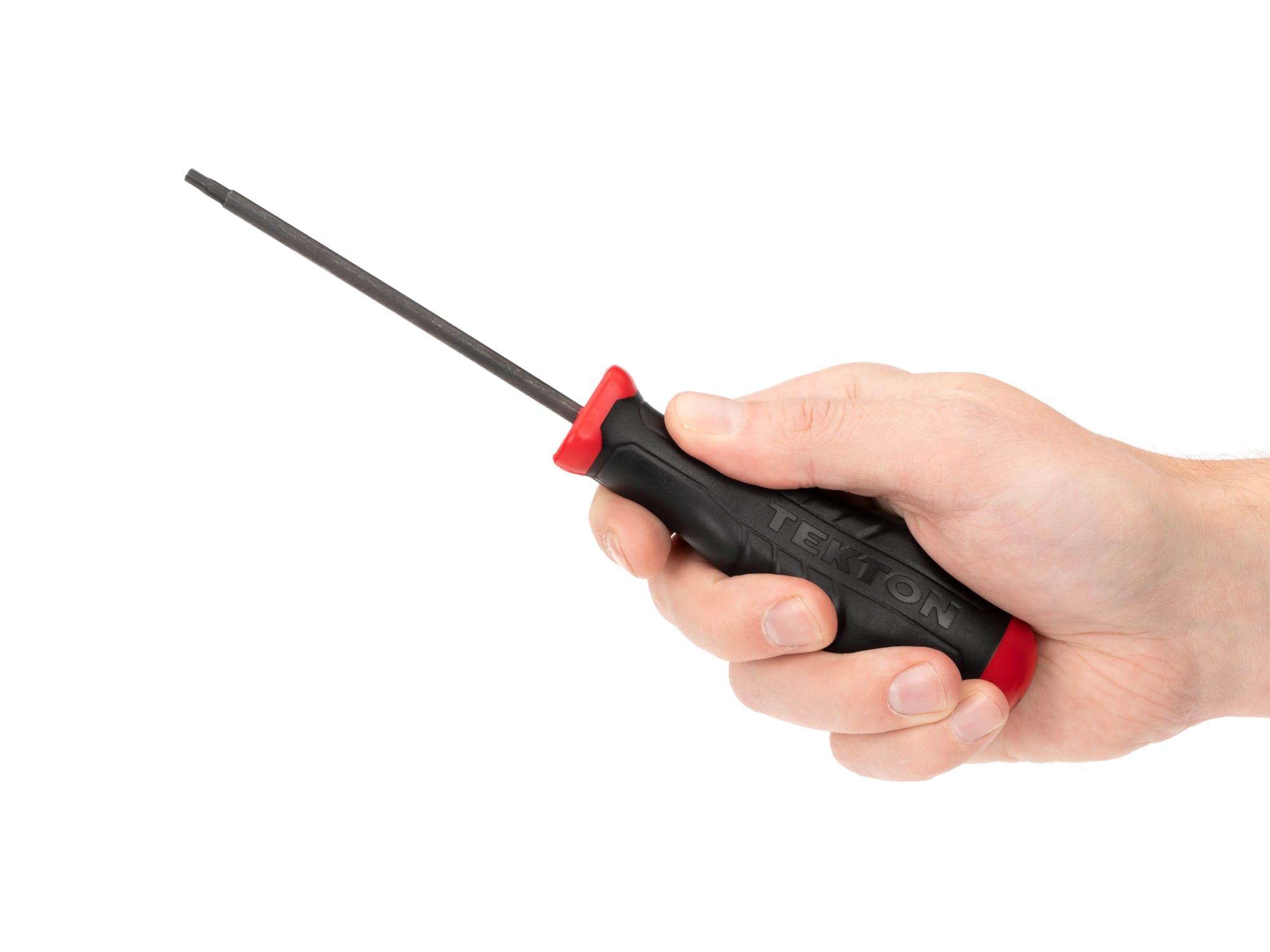 Person holding Tekton 4 inch screwdriver. Item #26803