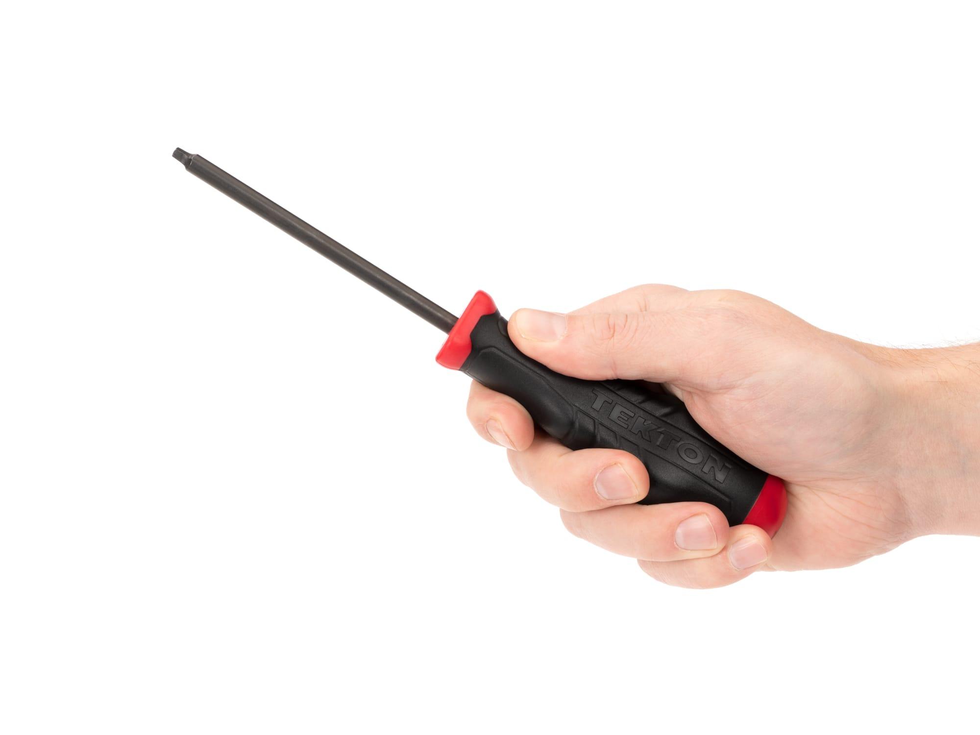 Person holding Tekton s2 screwdriver. Item #26822