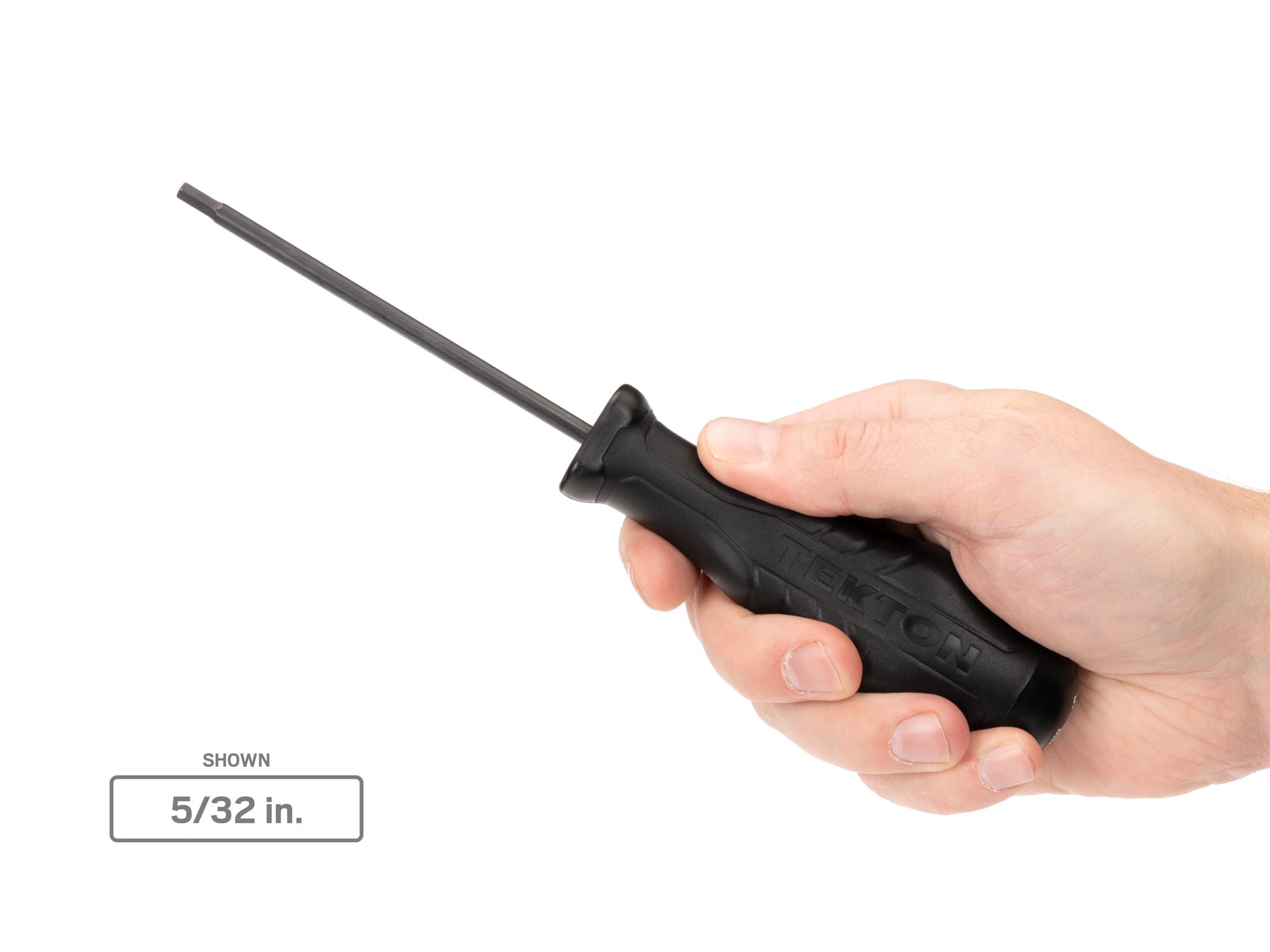Person holding Tekton 5/32 inch screwdriver. Item #DHX11157