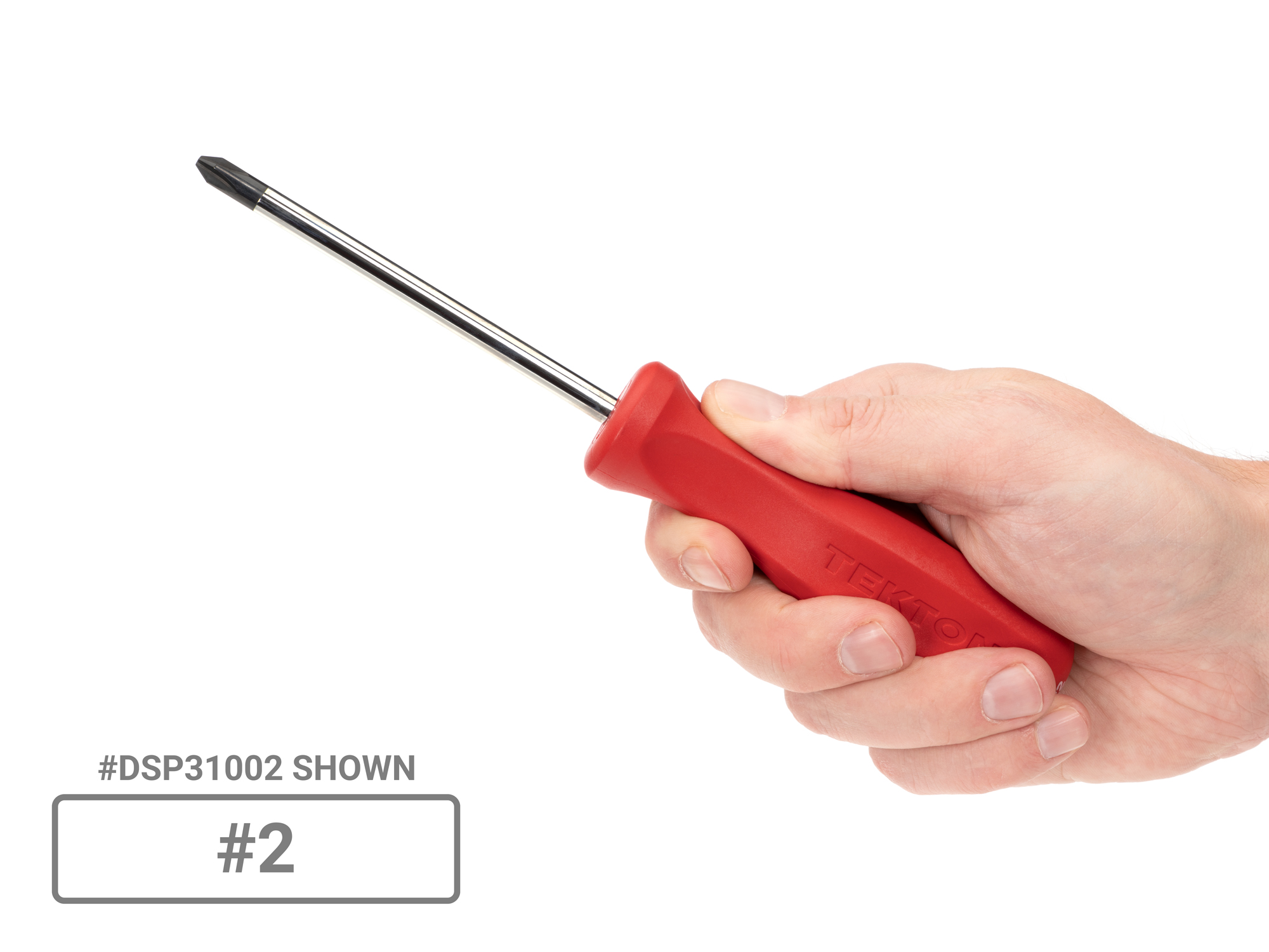 Person holding Tekton #2 screwdriver. Item #DSP31002