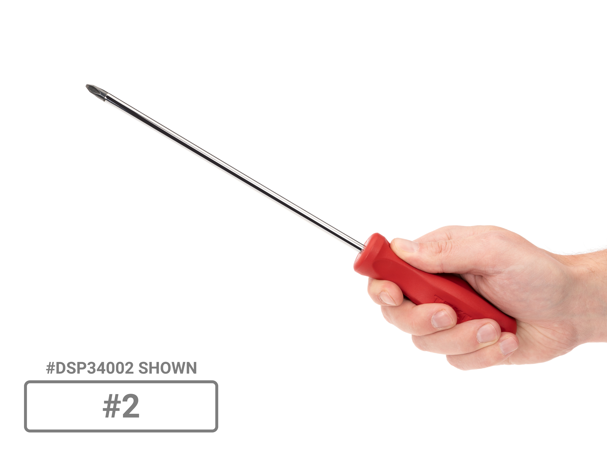 Person holding Tekton #2 screwdriver. Item #DSP34002