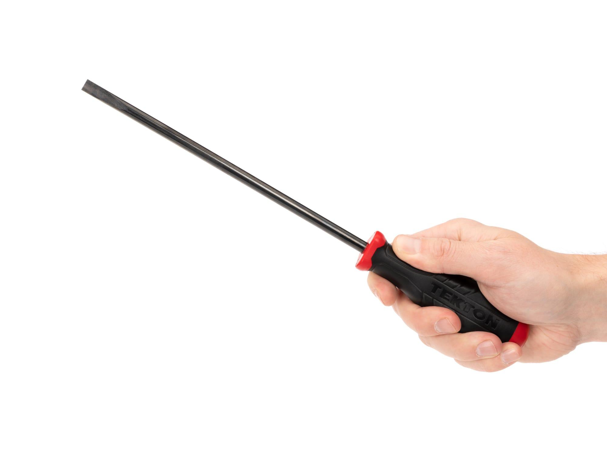 Person holding Tekton 5/16 inch screwdriver. Item #DHE14313
