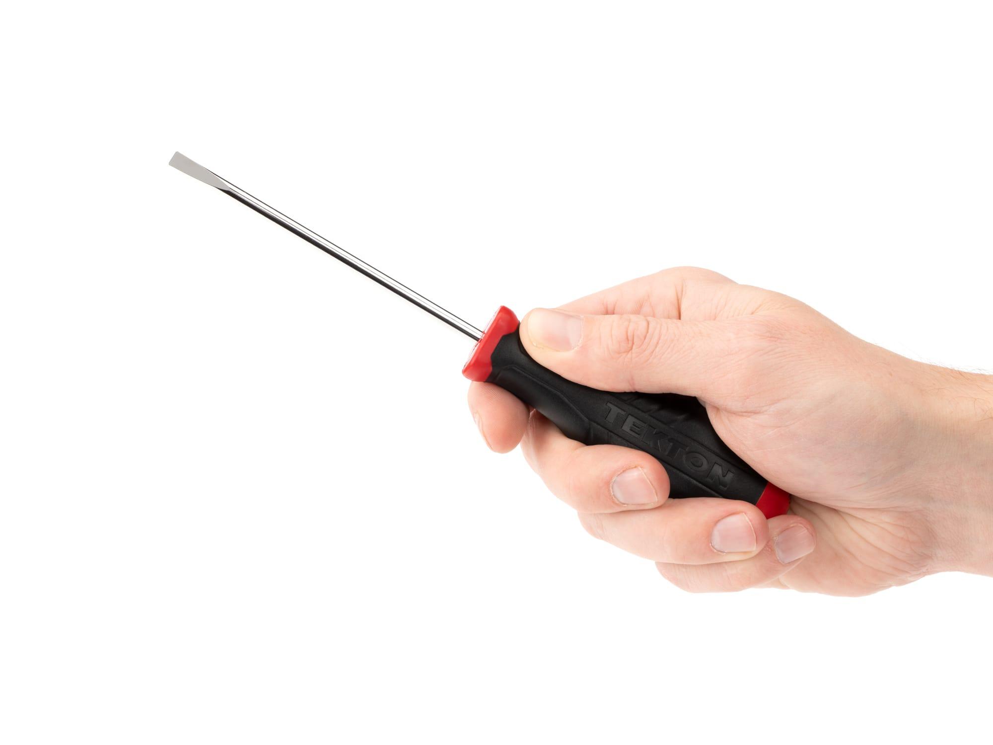 Person holding Tekton 4 inch screwdriver. Item #DHE31188