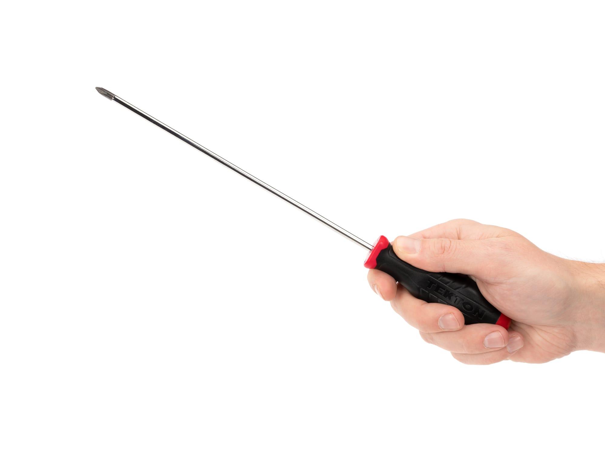 Person holding Tekton screwdriver. Item #DHP34001
