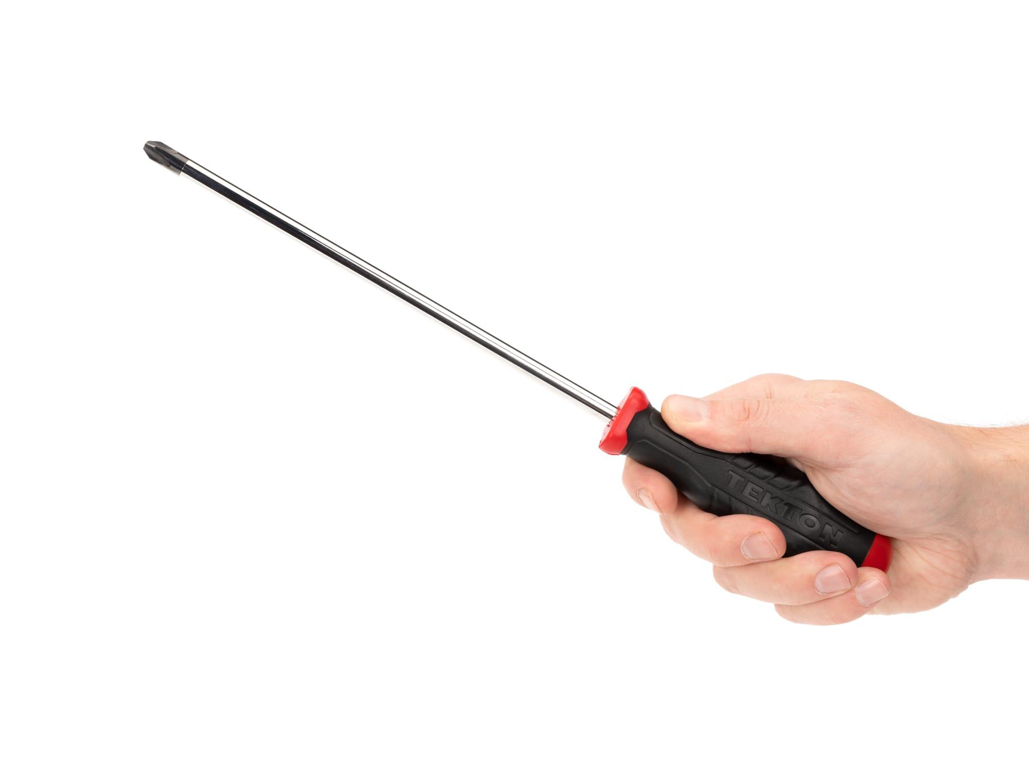 Person holding Tekton screwdriver. Item #DHP34003