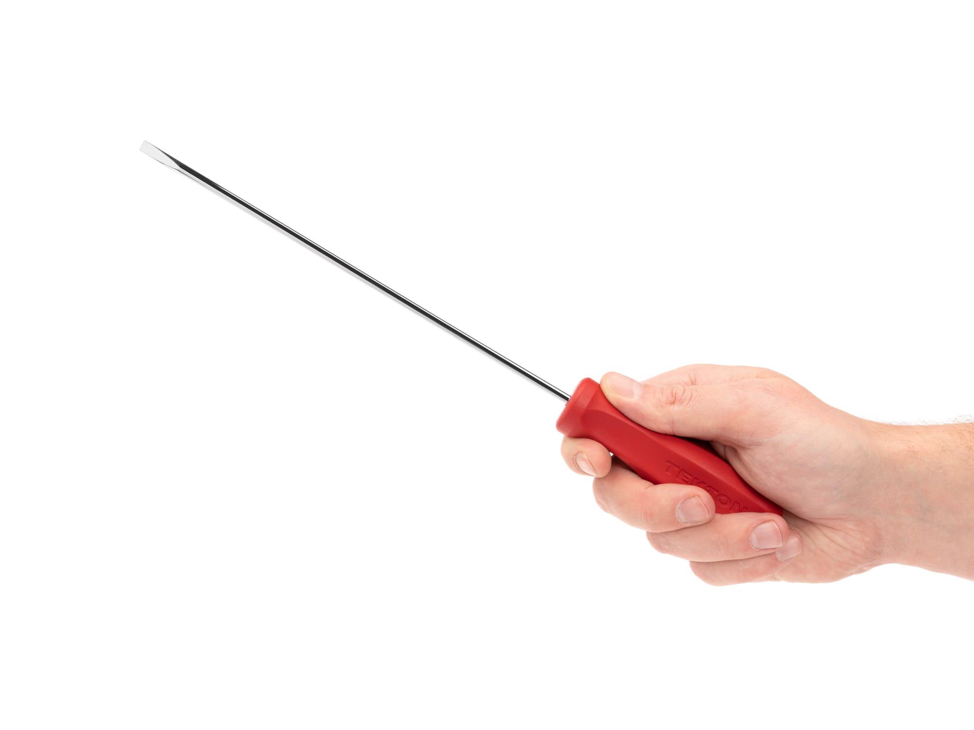 Person holding Tekton 8 inch screwdriver. Item #DSE34188