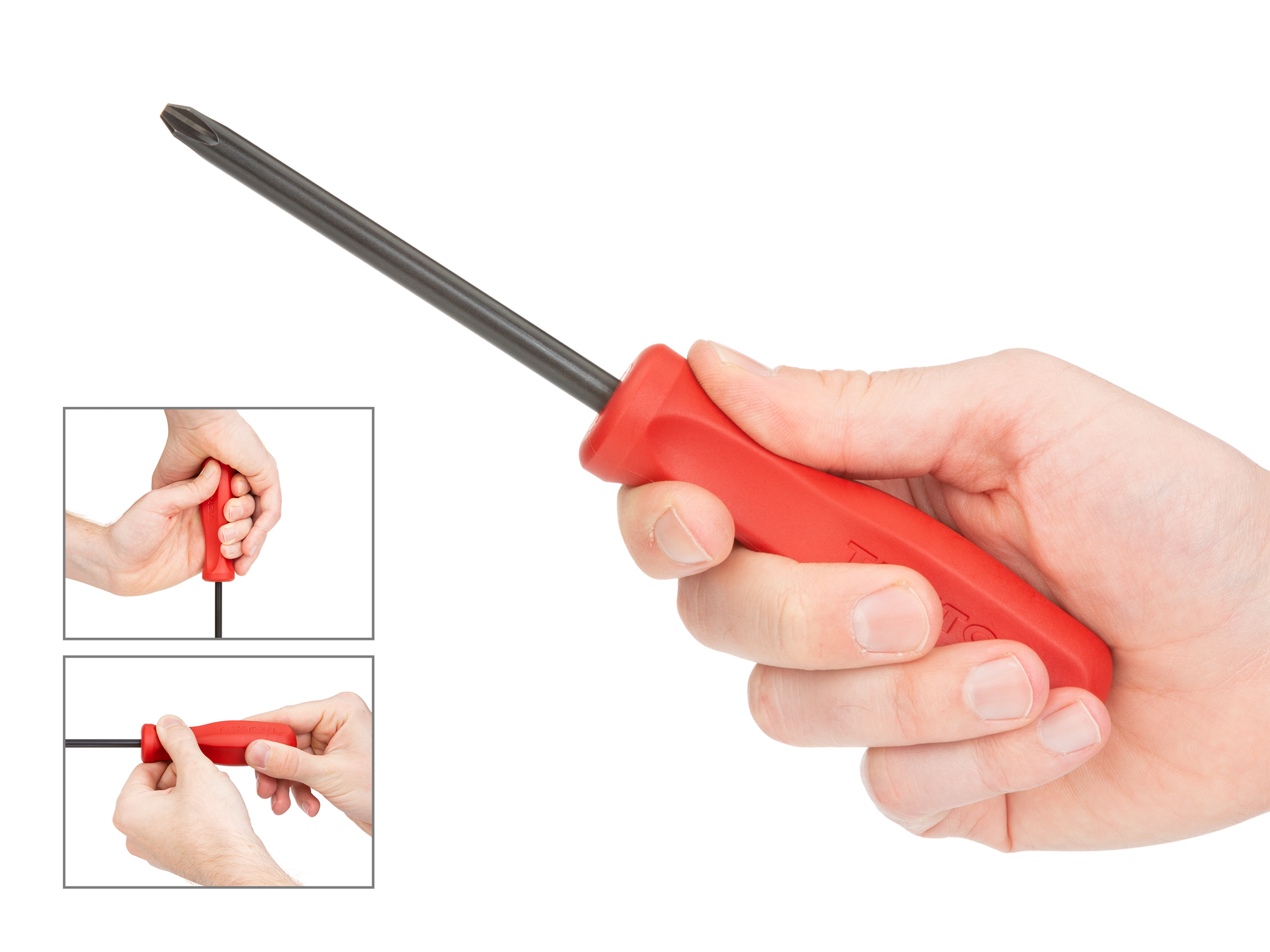 The #3 Phillips screwdriver (standard 4-inch black oxide blade) has a classic square handle made from highly durable glass-reinforced nylon.