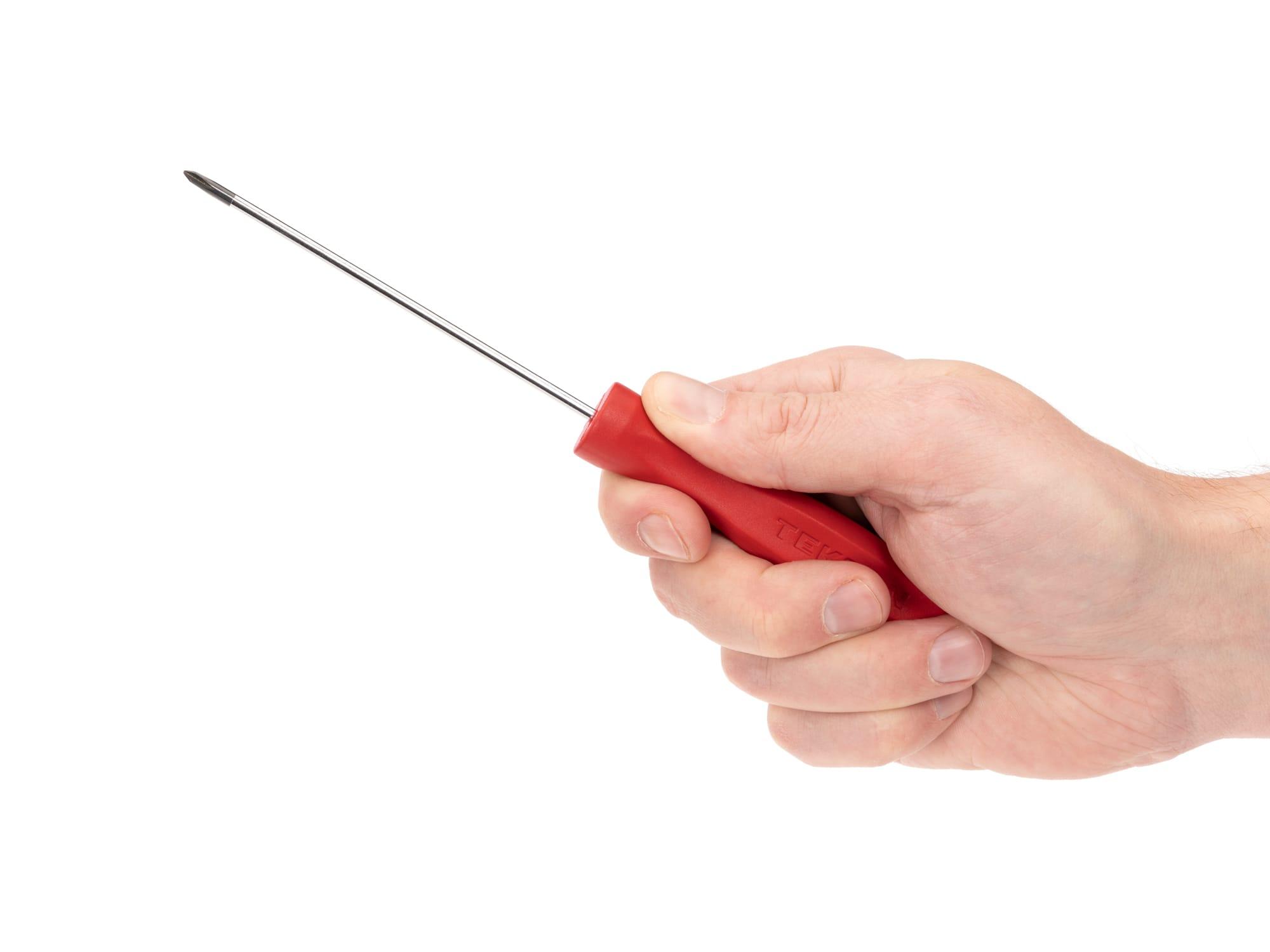Person holding Tekton screwdriver. Item #DSP31000