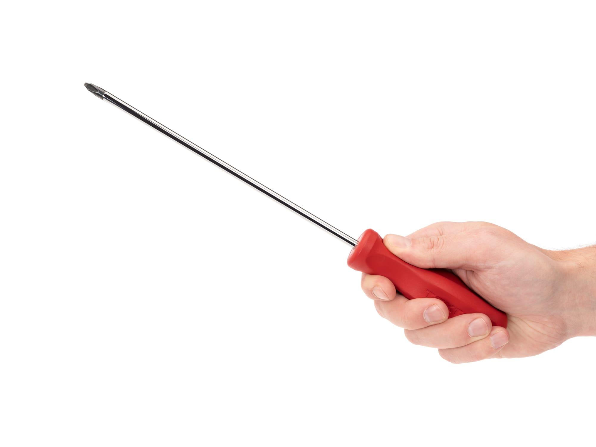 Person holding Tekton screwdriver. Item #DSP34002