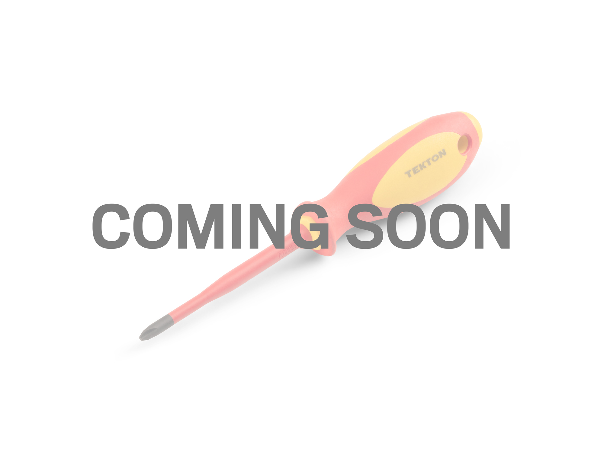Coming soon text placed over front view of Tekton #2 screwdriver set. Item #DVP00302
