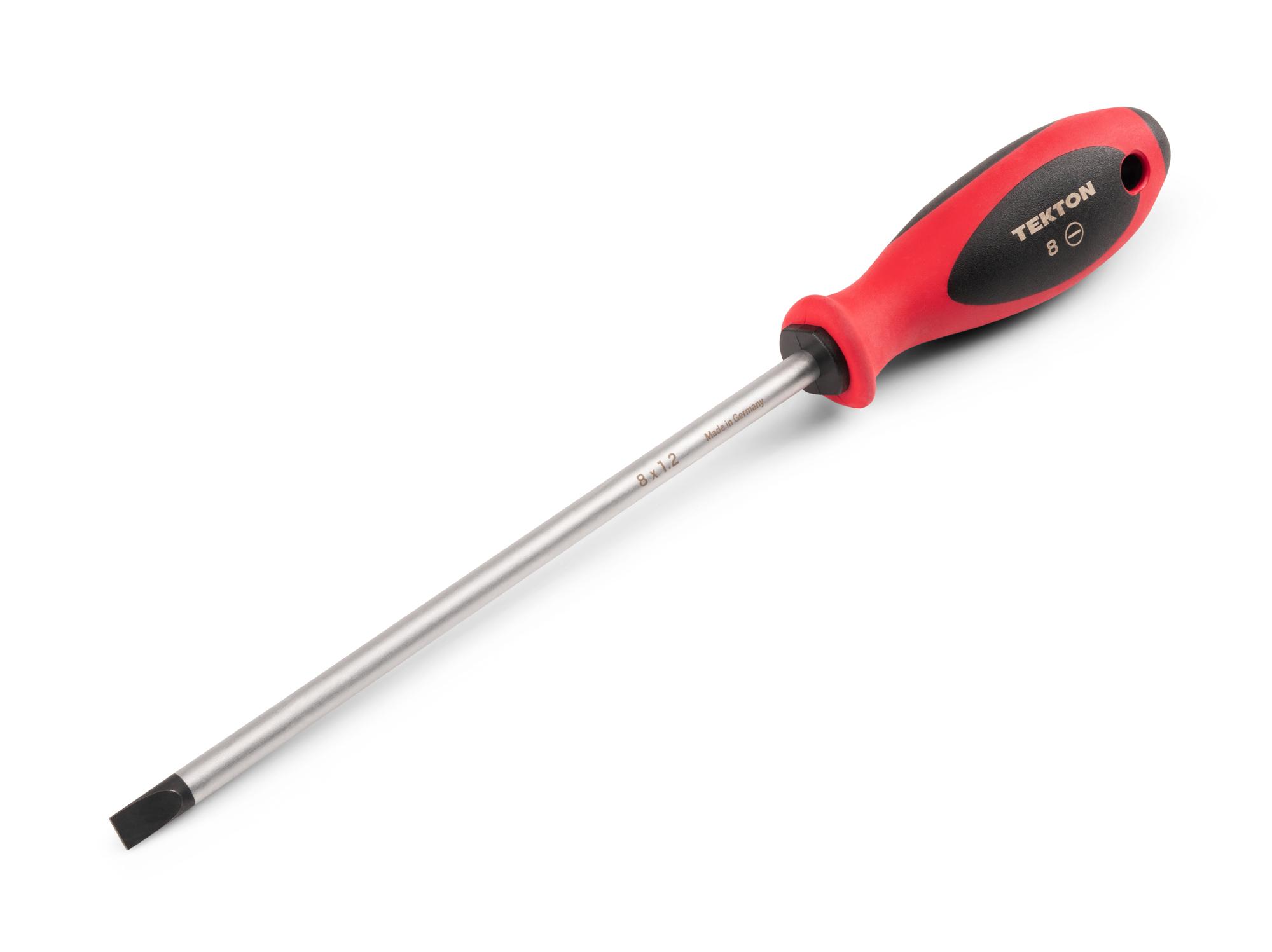 Front-right angle view of Tekton 8 inch screwdriver. Item #DWS01416