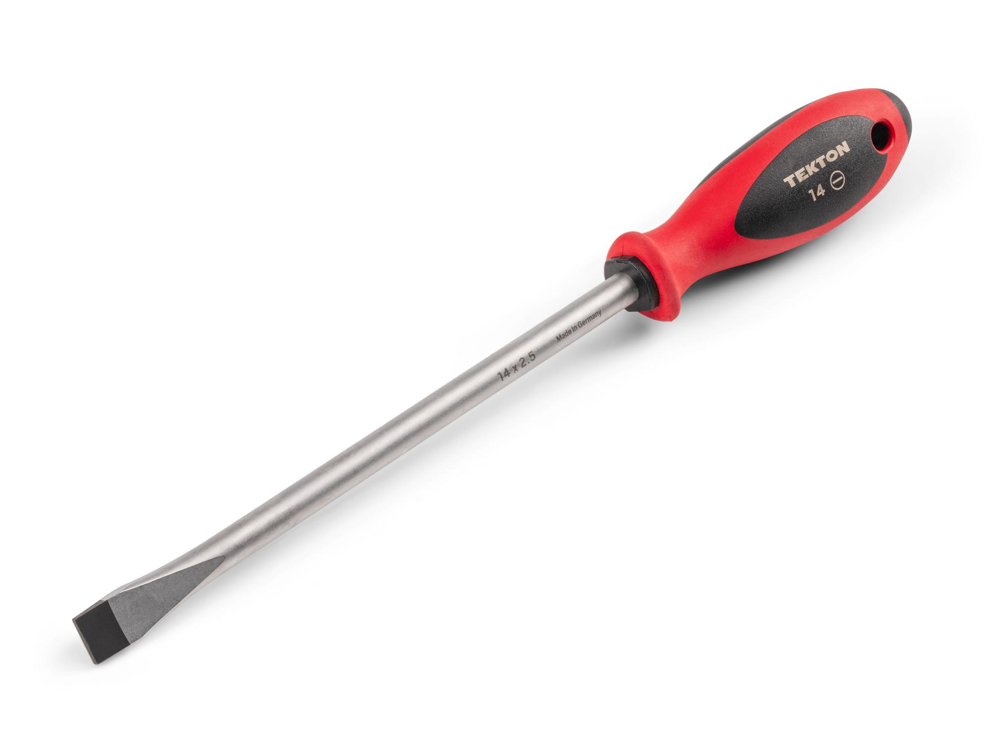 Front-right angle view of Tekton 8 inch screwdriver. Item #DWS01428