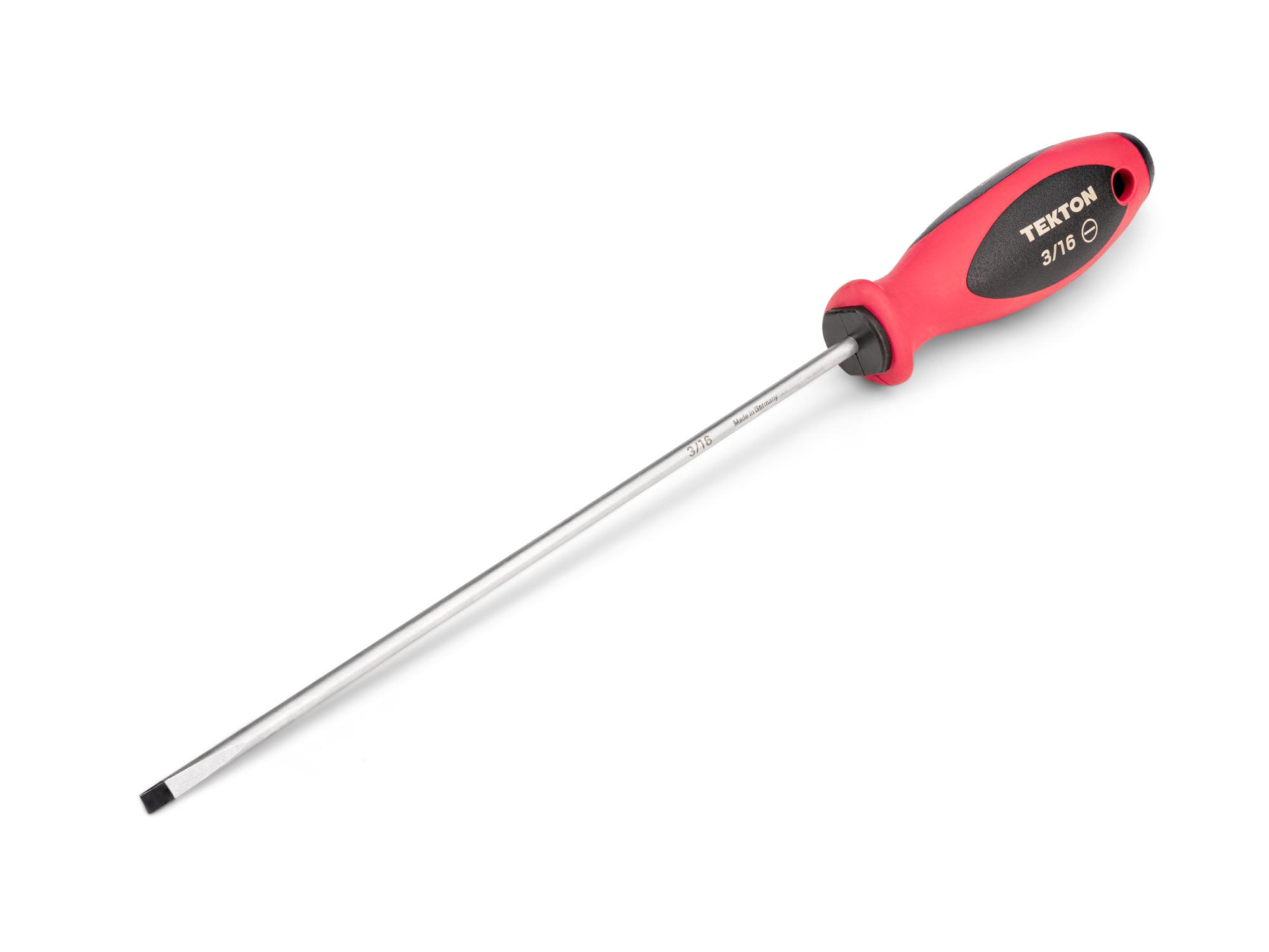 Front-right angle view of Tekton 8 inch screwdriver. Item #DWS07412