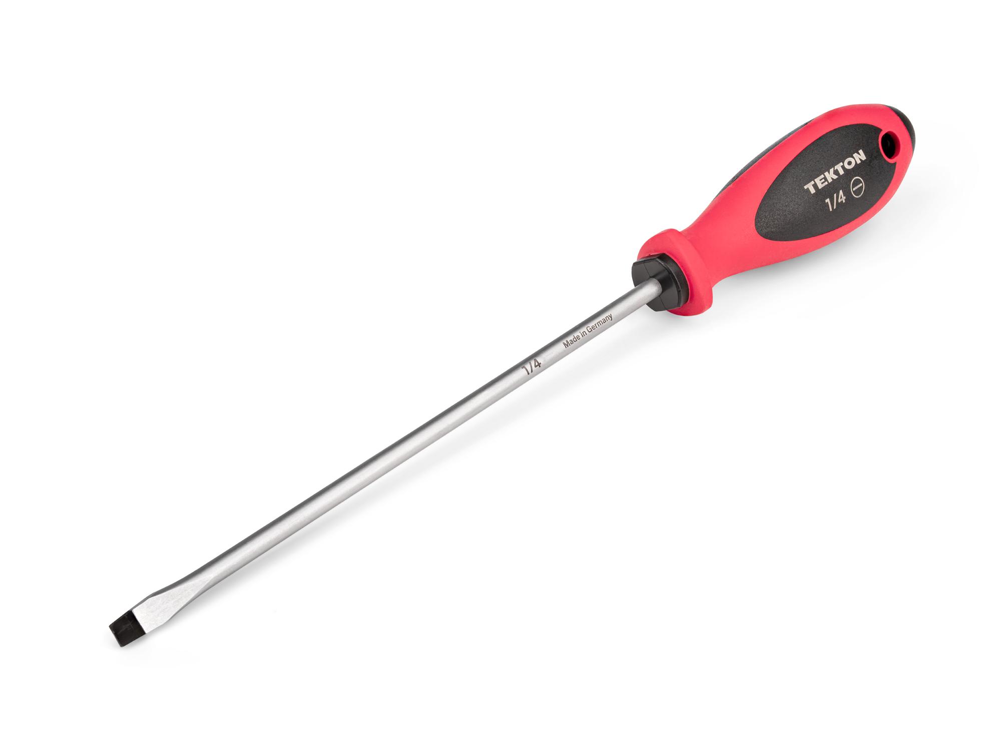 Front-right angle view of Tekton 8 inch screwdriver. Item #DWS07416