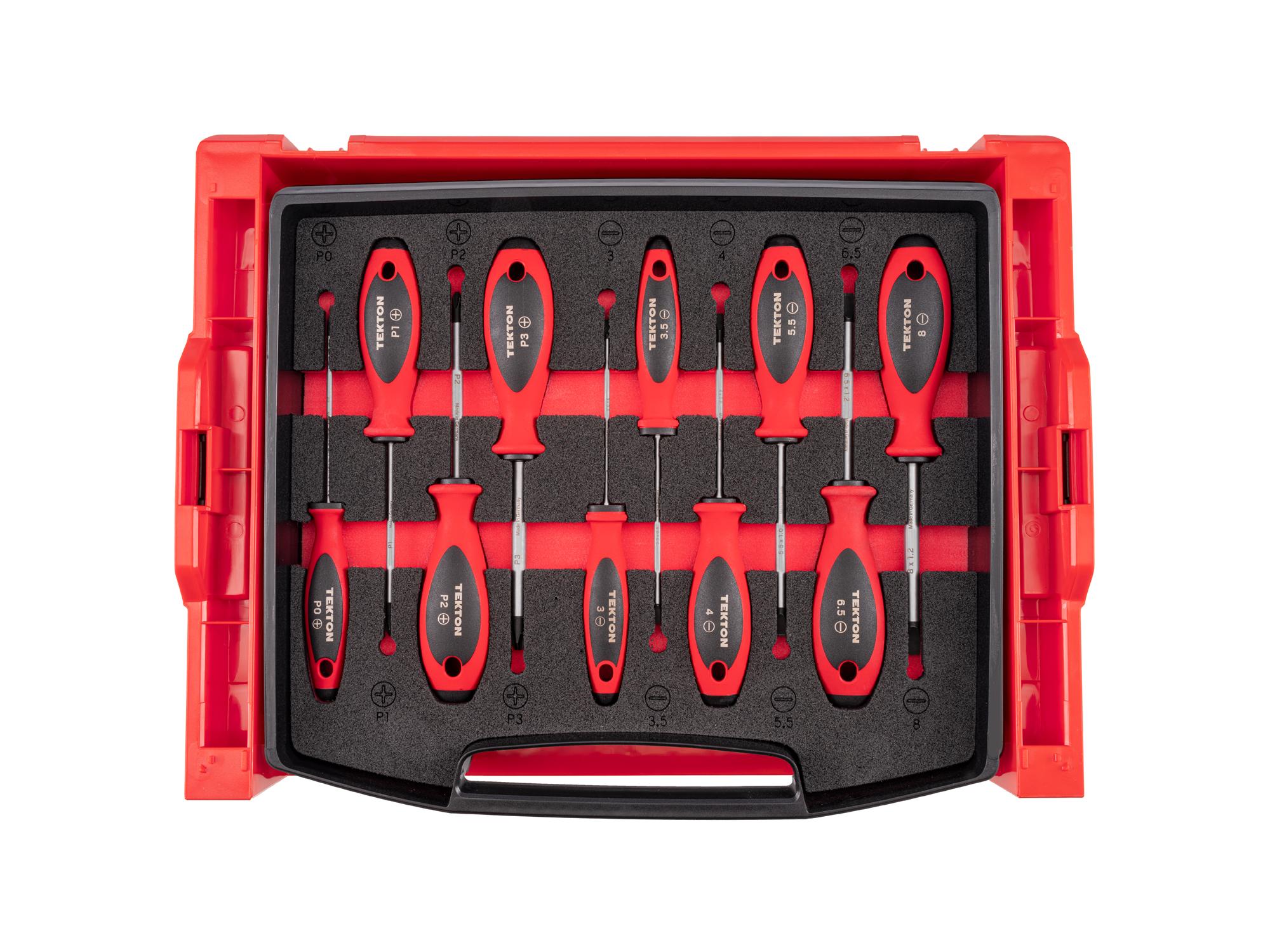 Top view of Tekton 4 inch screwdriver set. Item #DWZ90600