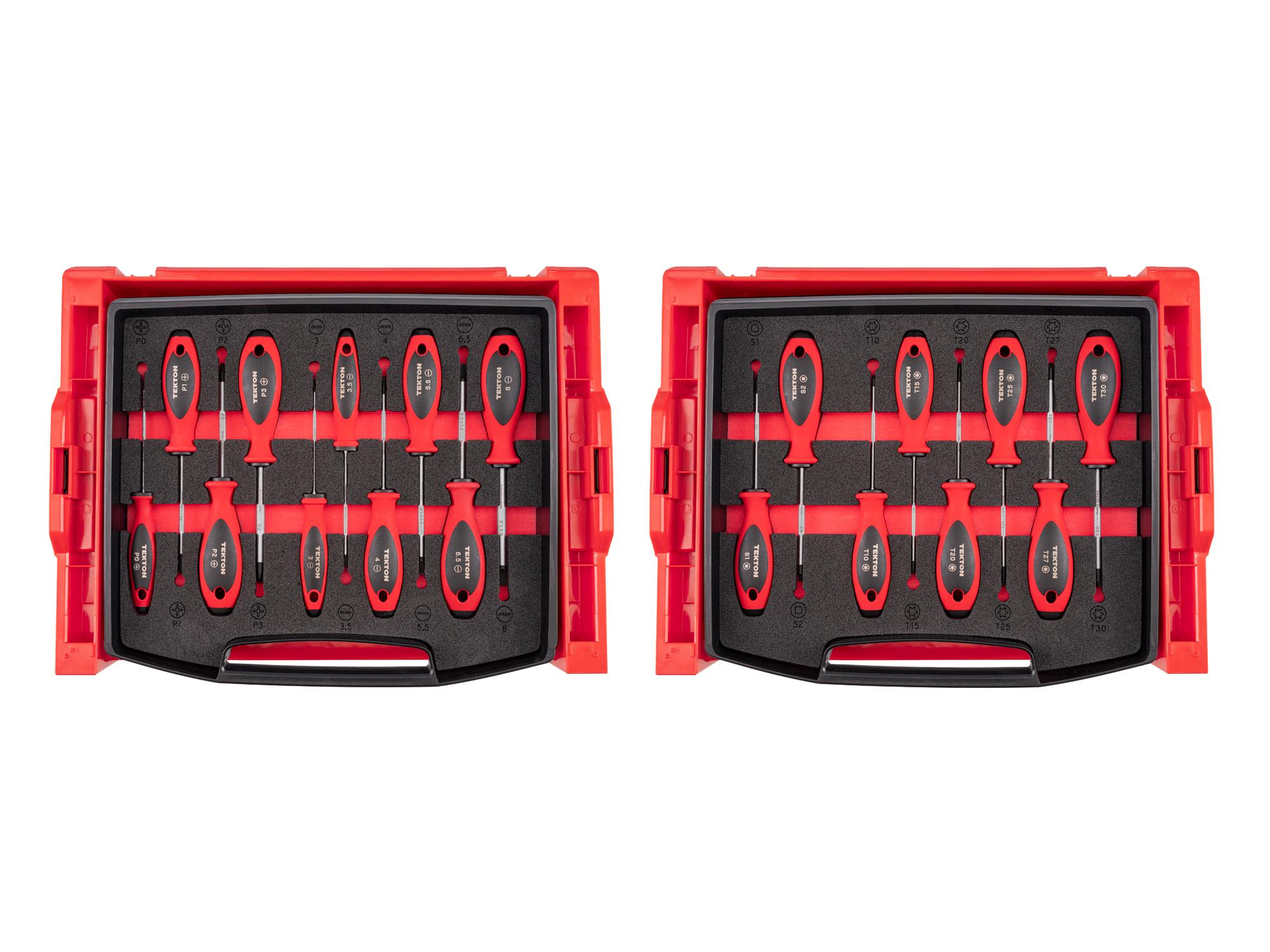 Top view of Tekton 4 inch screwdriver set. Item #DWZ90602